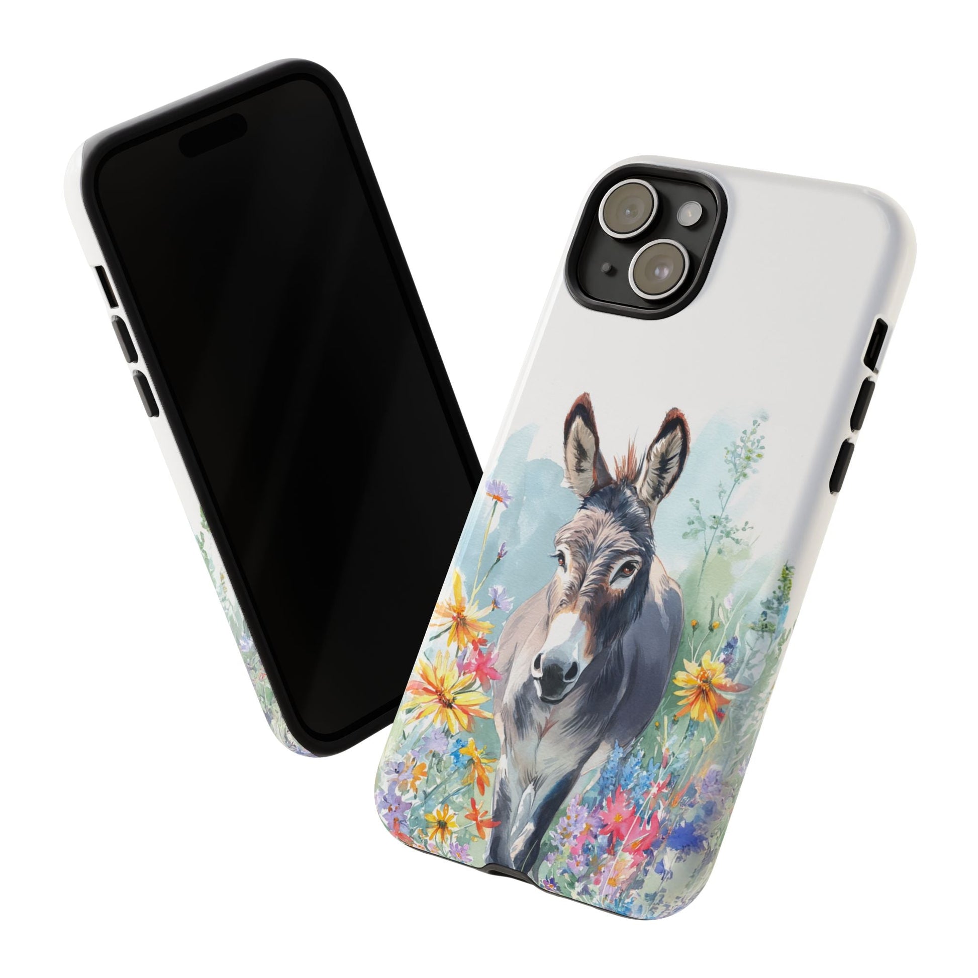 Cute Donkey iPhone Case - Summer Fun Floral Phone Cover, Tough Phone Case - FlooredByArt