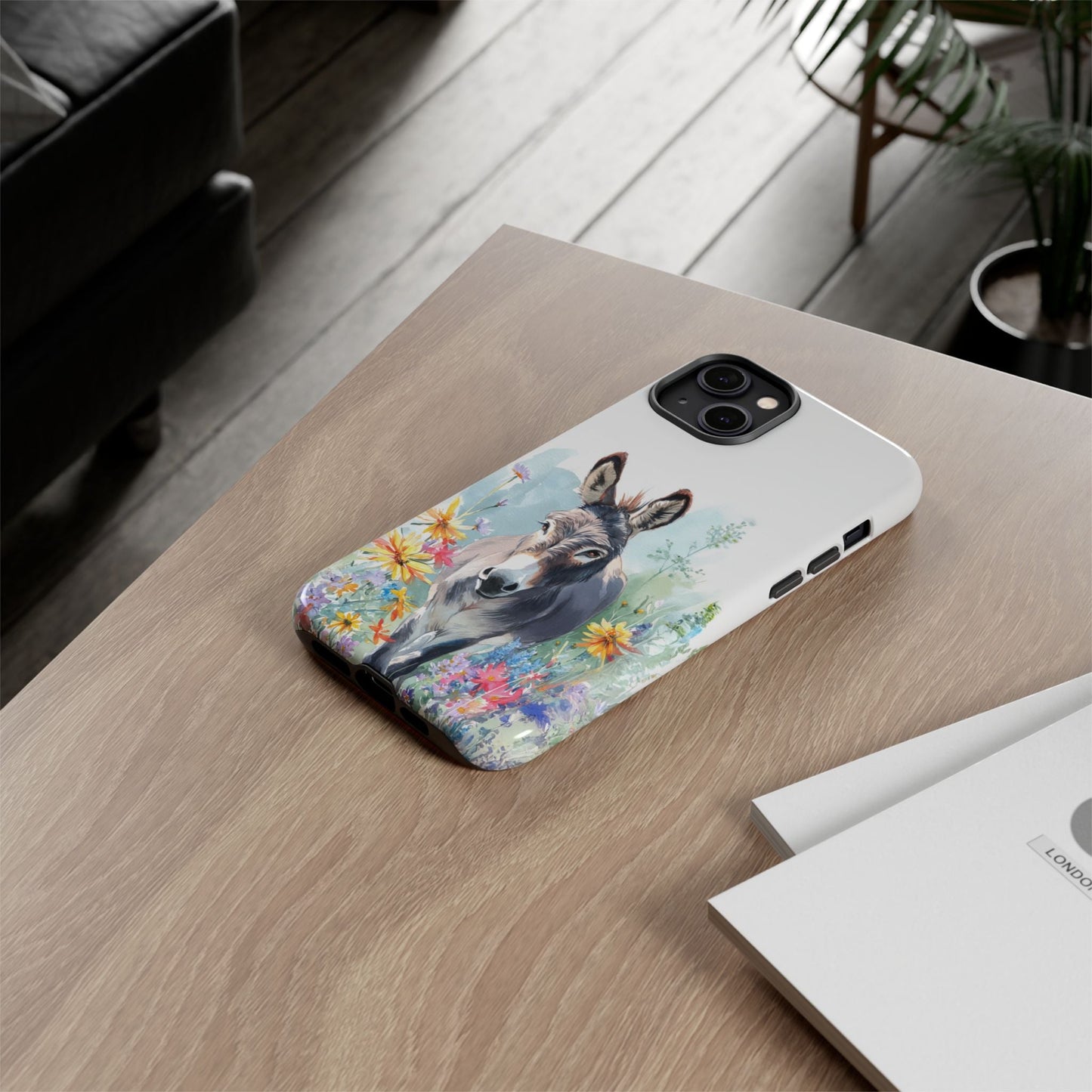 Cute Donkey iPhone Case - Summer Fun Floral Phone Cover, Tough Phone Case - FlooredByArt