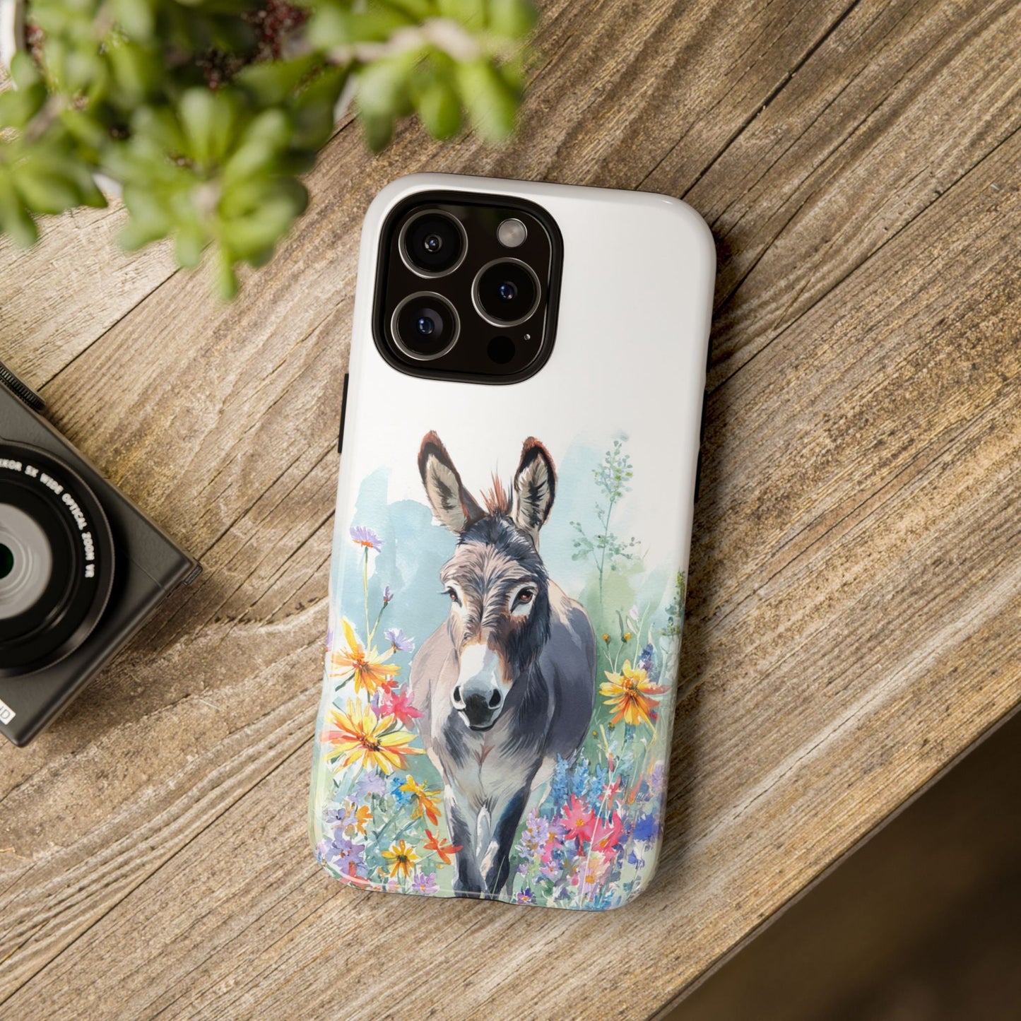 Cute Donkey iPhone Case - Summer Fun Floral Phone Cover, Tough Phone Case - FlooredByArt