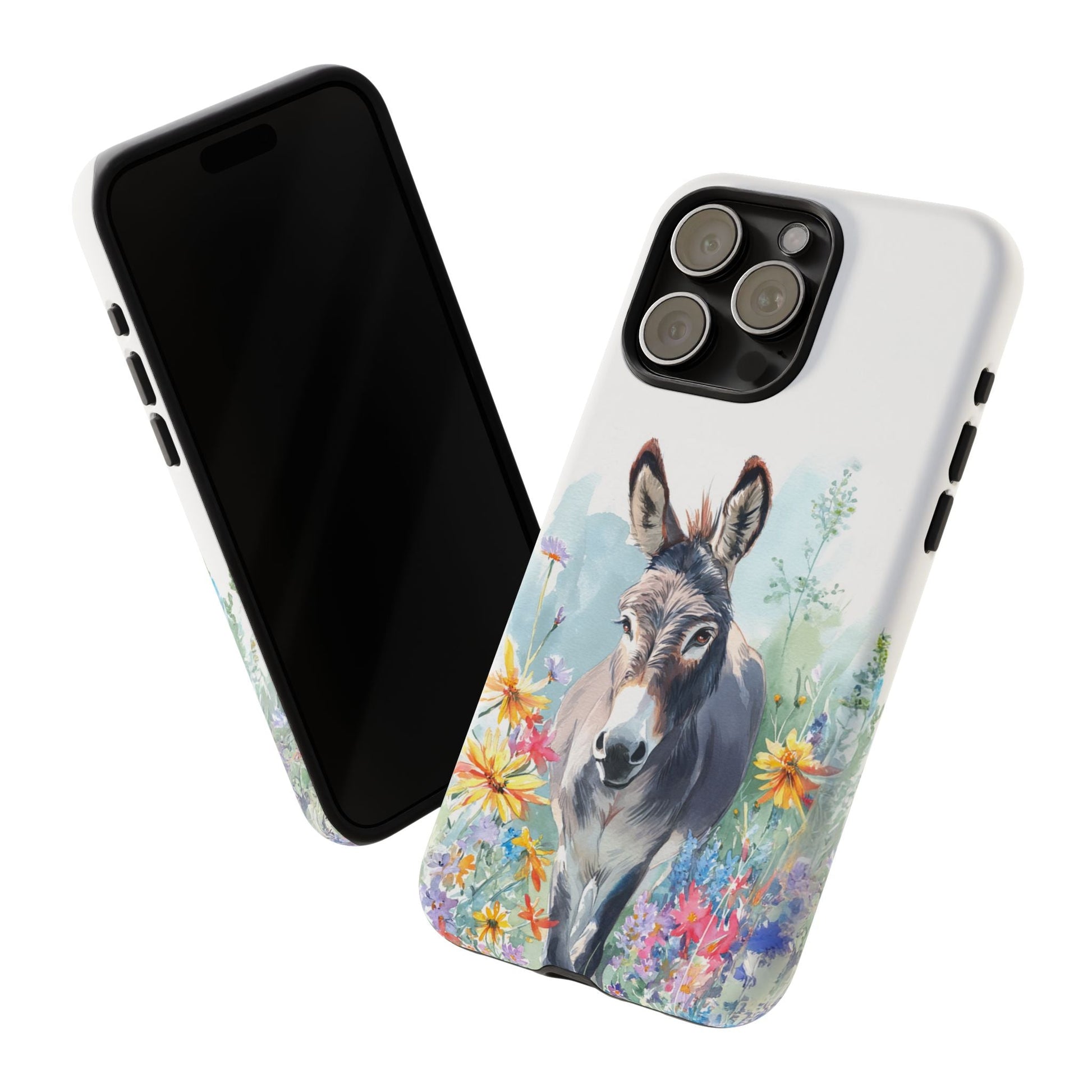 Cute Donkey iPhone Case - Summer Fun Floral Phone Cover, Tough Phone Case - FlooredByArt