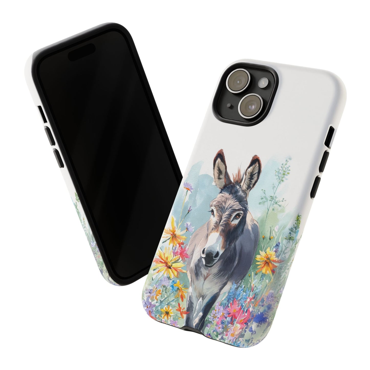 Cute Donkey iPhone Case - Summer Fun Floral Phone Cover, Tough Phone Case - FlooredByArt