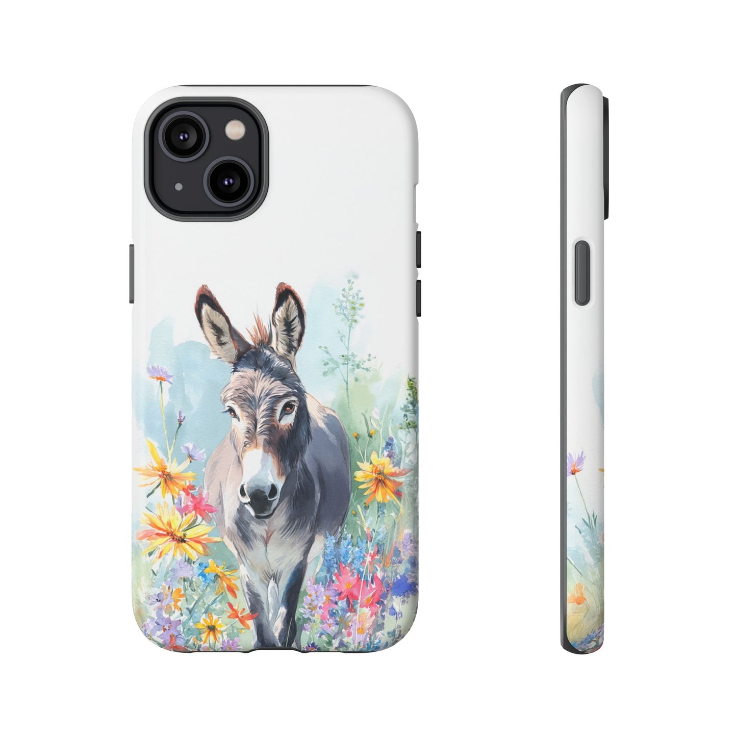 Cute Donkey iPhone Case - Summer Fun Floral Phone Cover, Tough Phone Case - FlooredByArt
