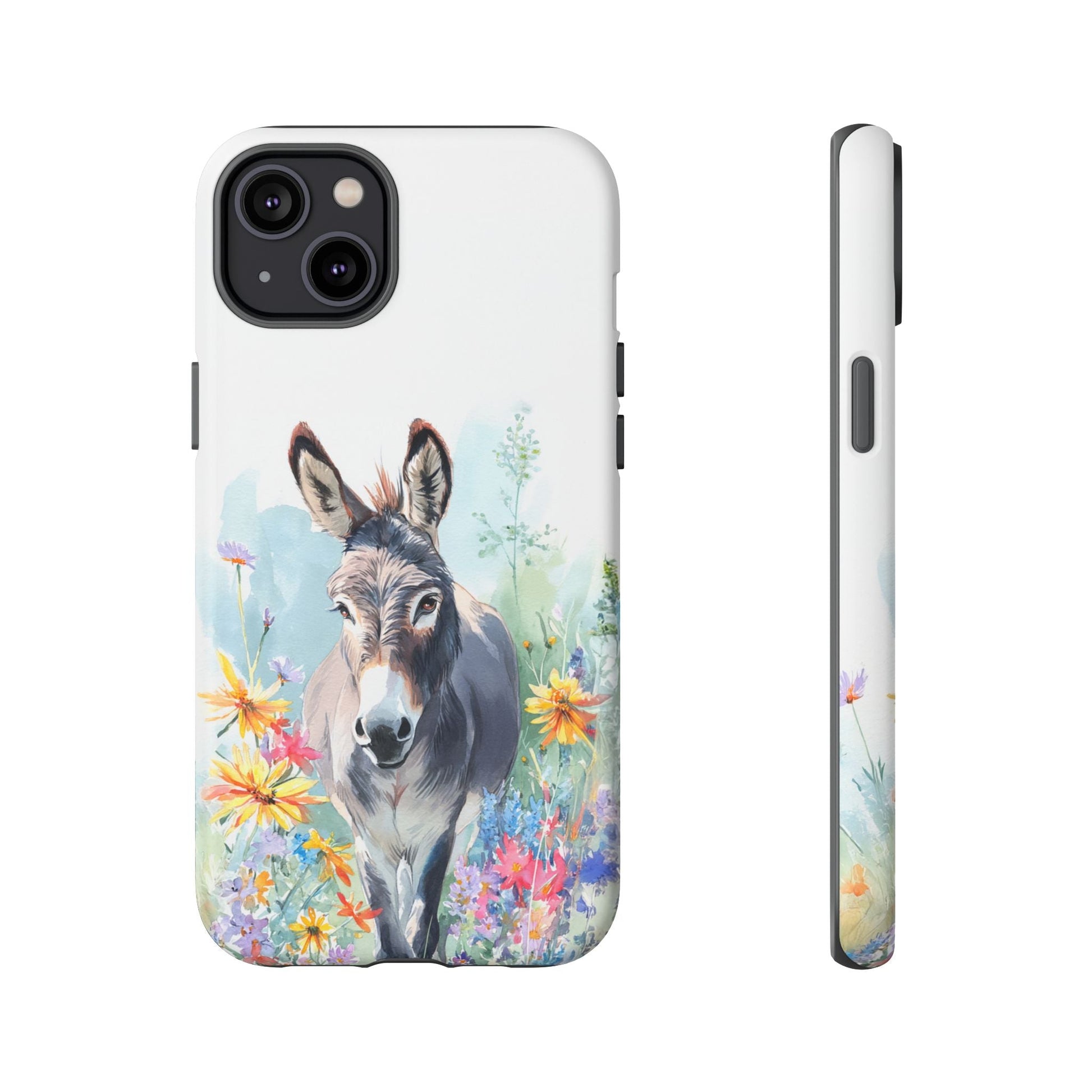 Cute Donkey iPhone Case - Summer Fun Floral Phone Cover, Tough Phone Case - FlooredByArt