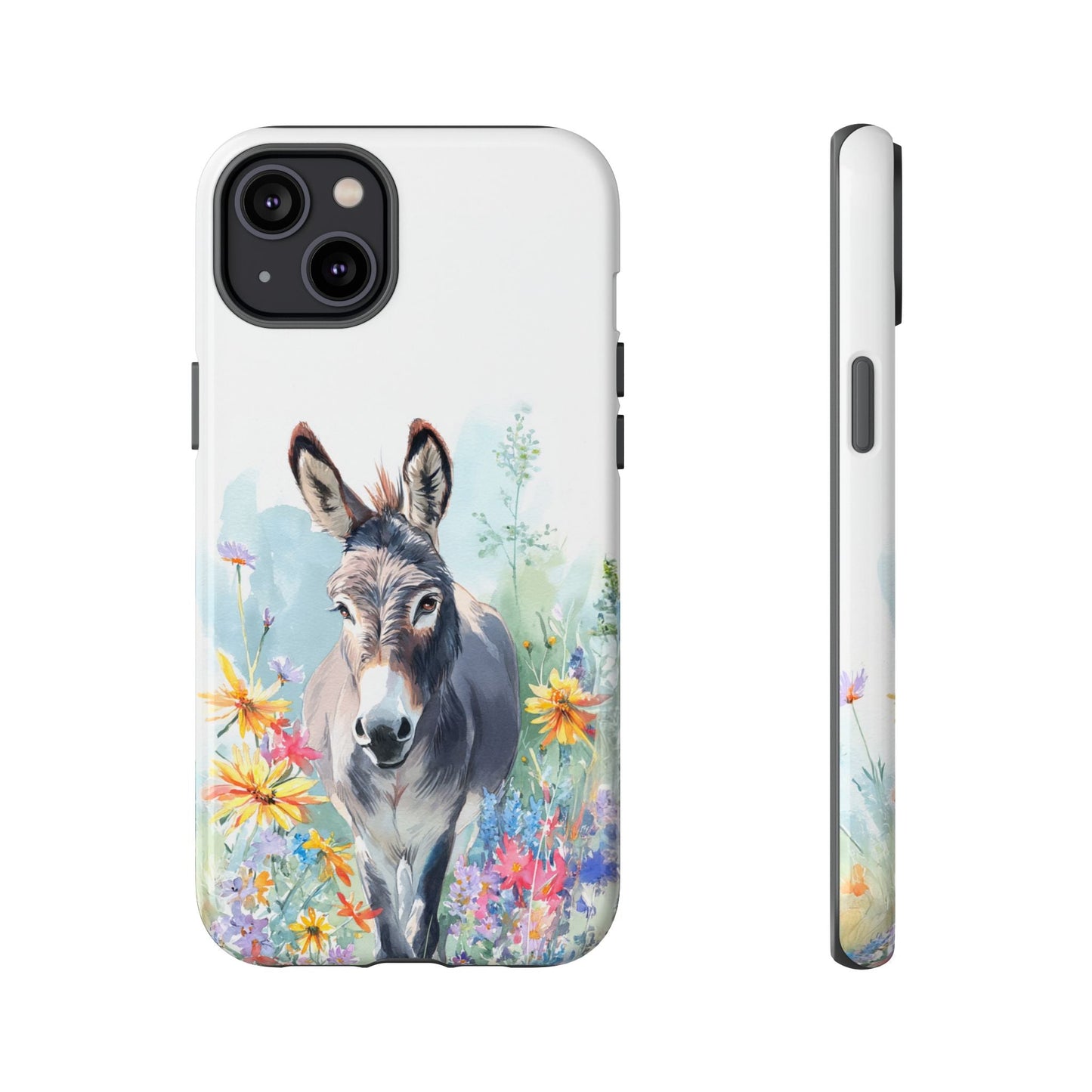 Cute Donkey iPhone Case - Summer Fun Floral Phone Cover, Tough Phone Case - FlooredByArt