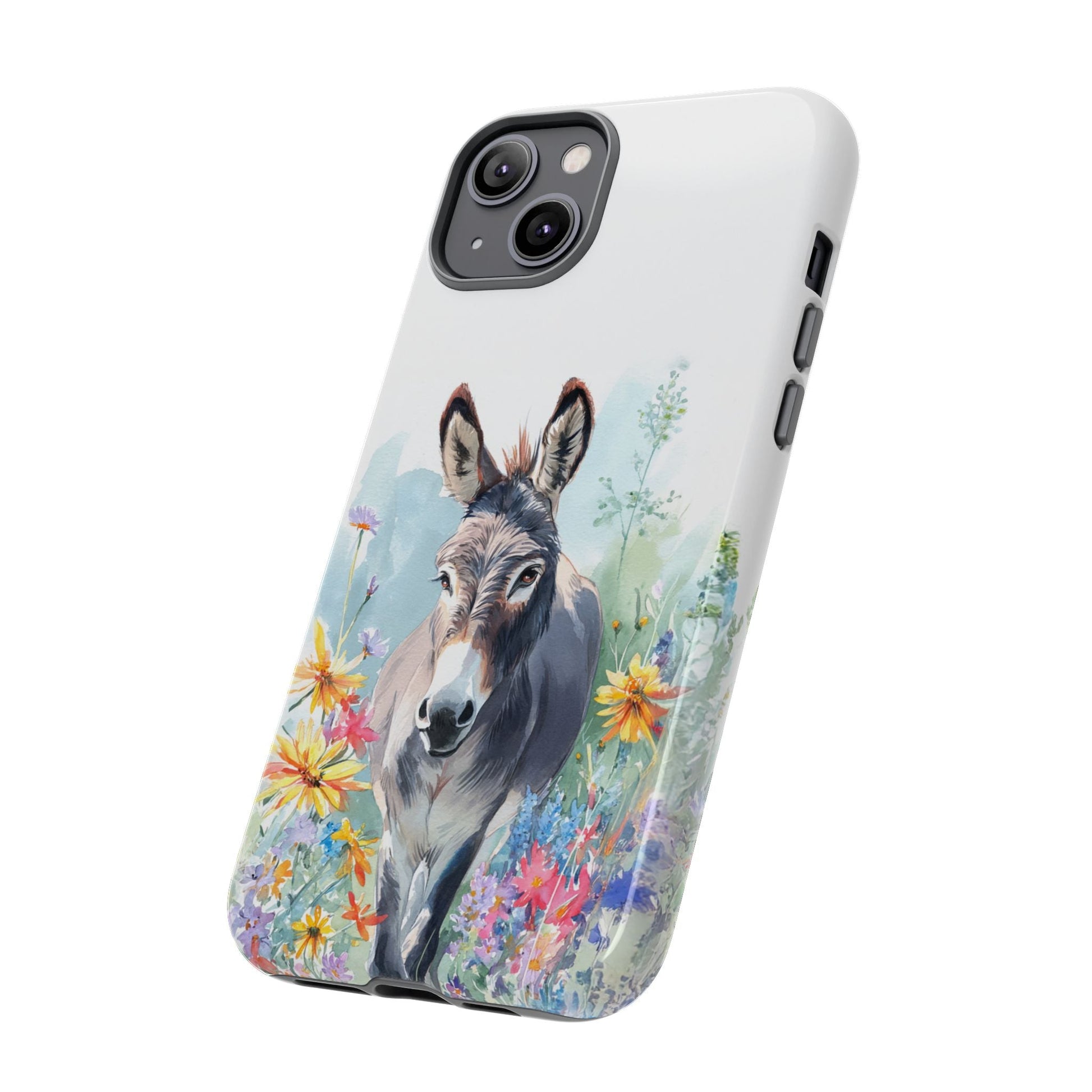 Cute Donkey iPhone Case - Summer Fun Floral Phone Cover, Tough Phone Case - FlooredByArt