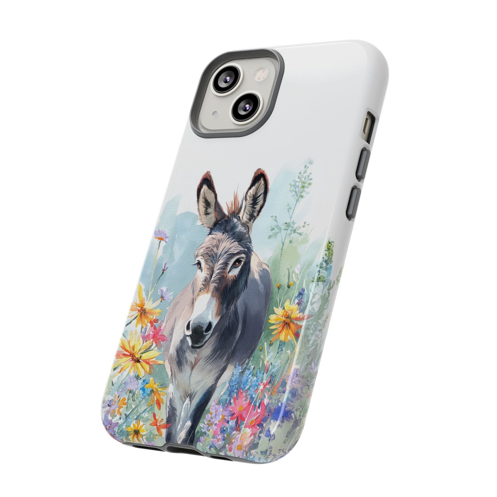 Cute Donkey iPhone Case - Summer Fun Floral Phone Cover, Tough Phone Case - FlooredByArt