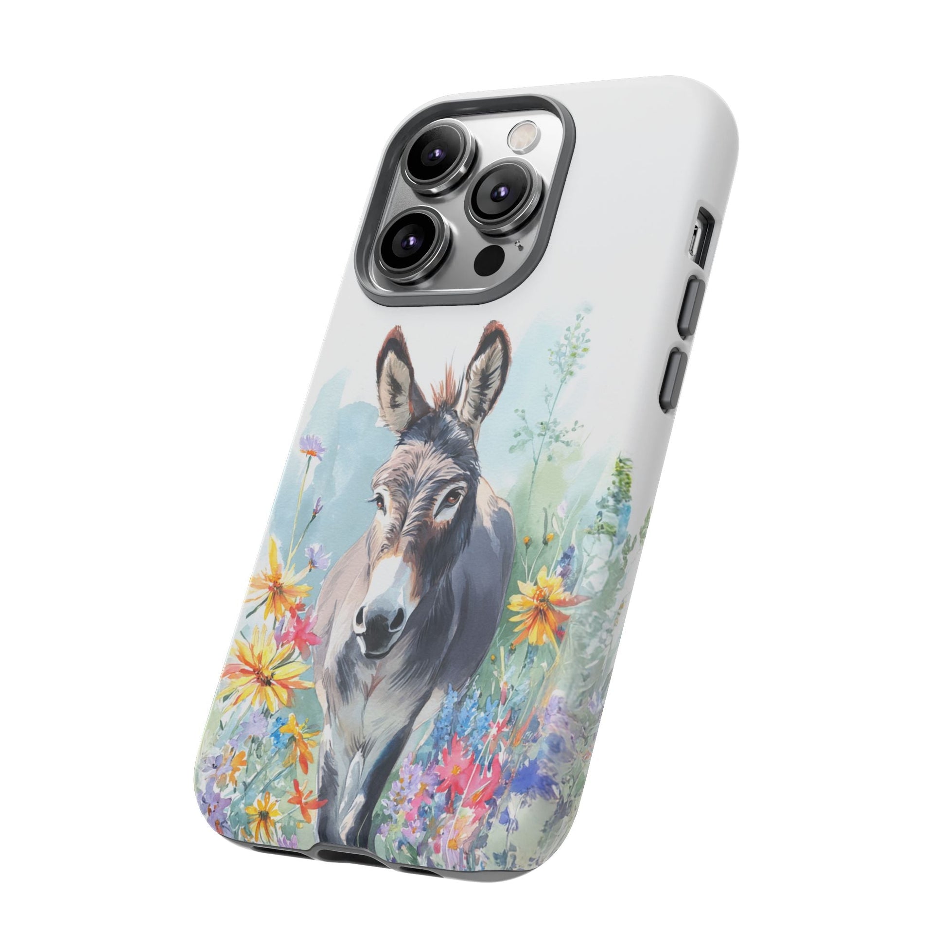 Cute Donkey iPhone Case - Summer Fun Floral Phone Cover, Tough Phone Case - FlooredByArt
