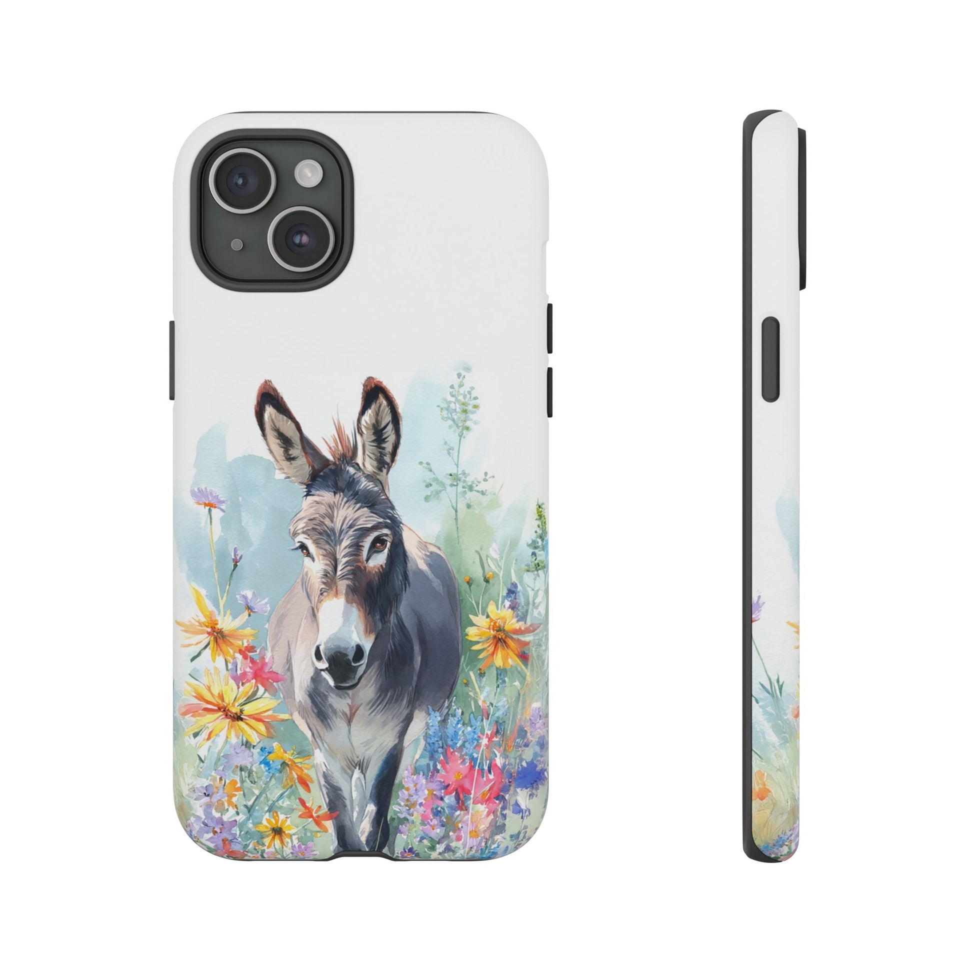 Cute Donkey iPhone Case - Summer Fun Floral Phone Cover, Tough Phone Case - FlooredByArt