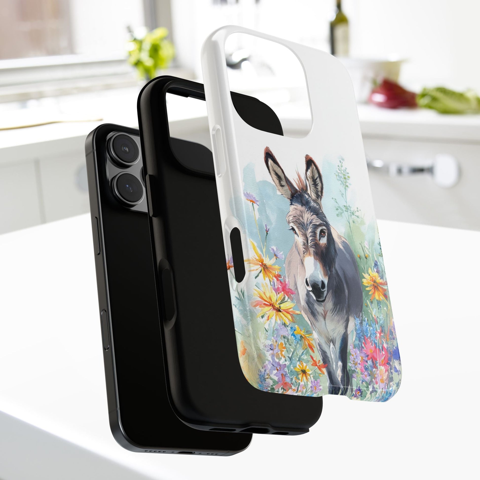 Cute Donkey iPhone Case - Summer Fun Floral Phone Cover, Tough Phone Case - FlooredByArt