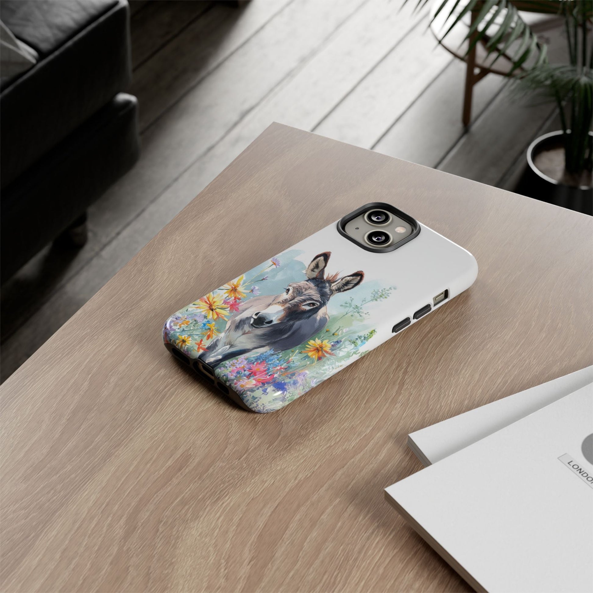 Cute Donkey iPhone Case - Summer Fun Floral Phone Cover, Tough Phone Case - FlooredByArt