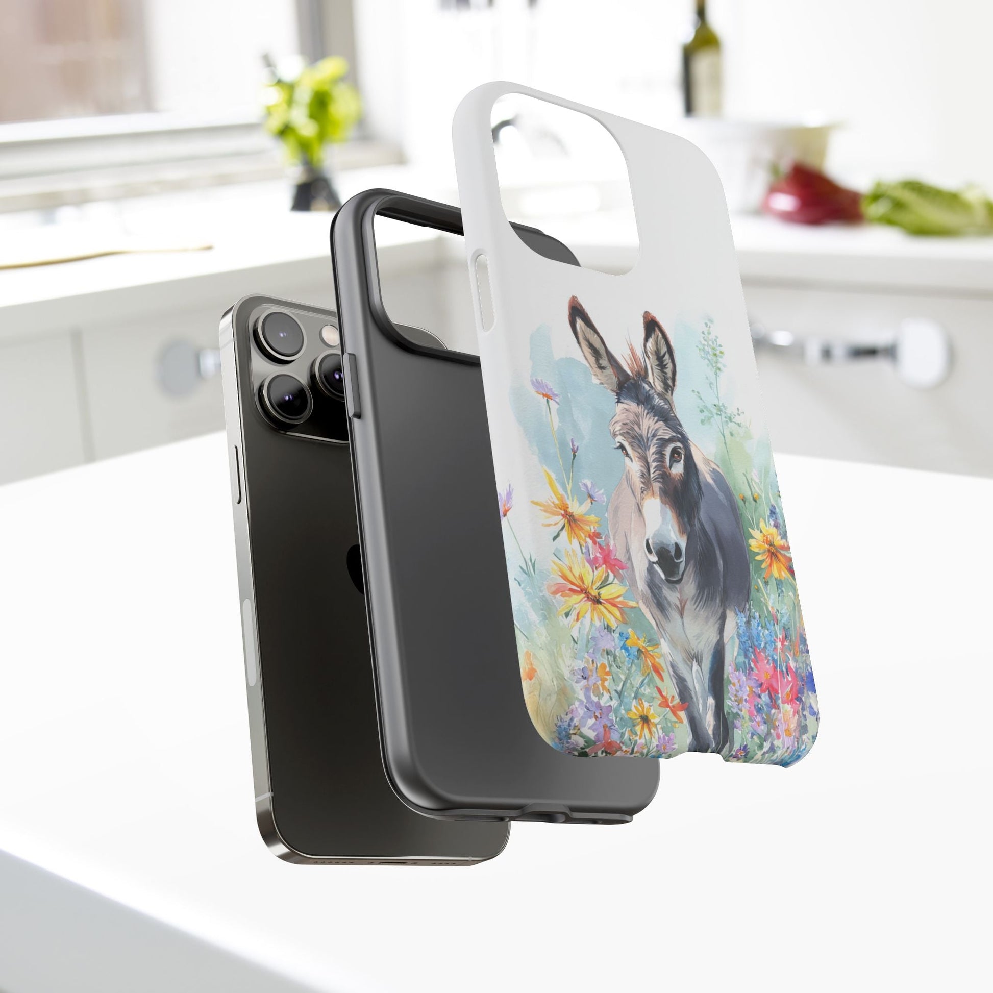 Cute Donkey iPhone Case - Summer Fun Floral Phone Cover, Tough Phone Case - FlooredByArt