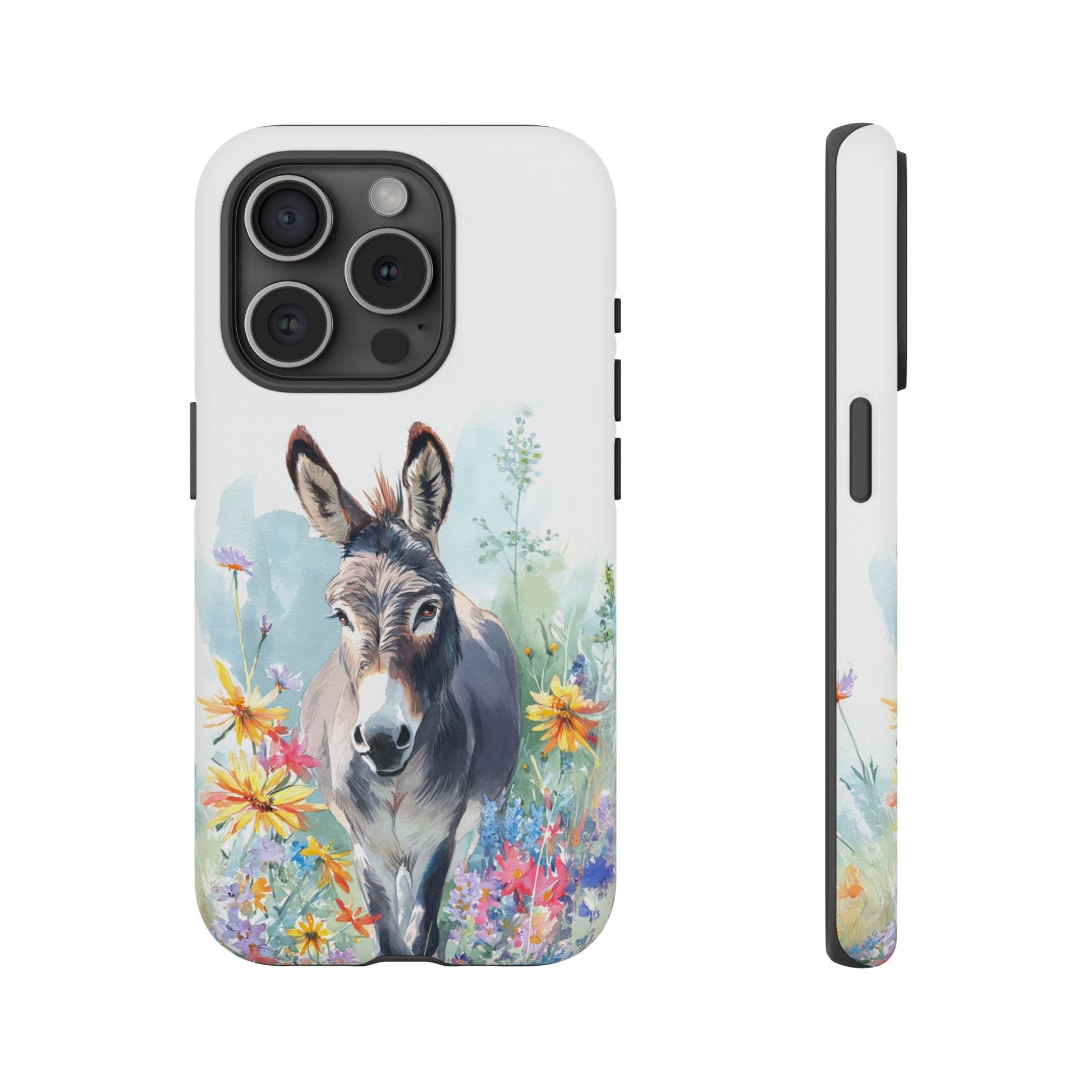Cute Donkey iPhone Case - Summer Fun Floral Phone Cover, Tough Phone Case - FlooredByArt