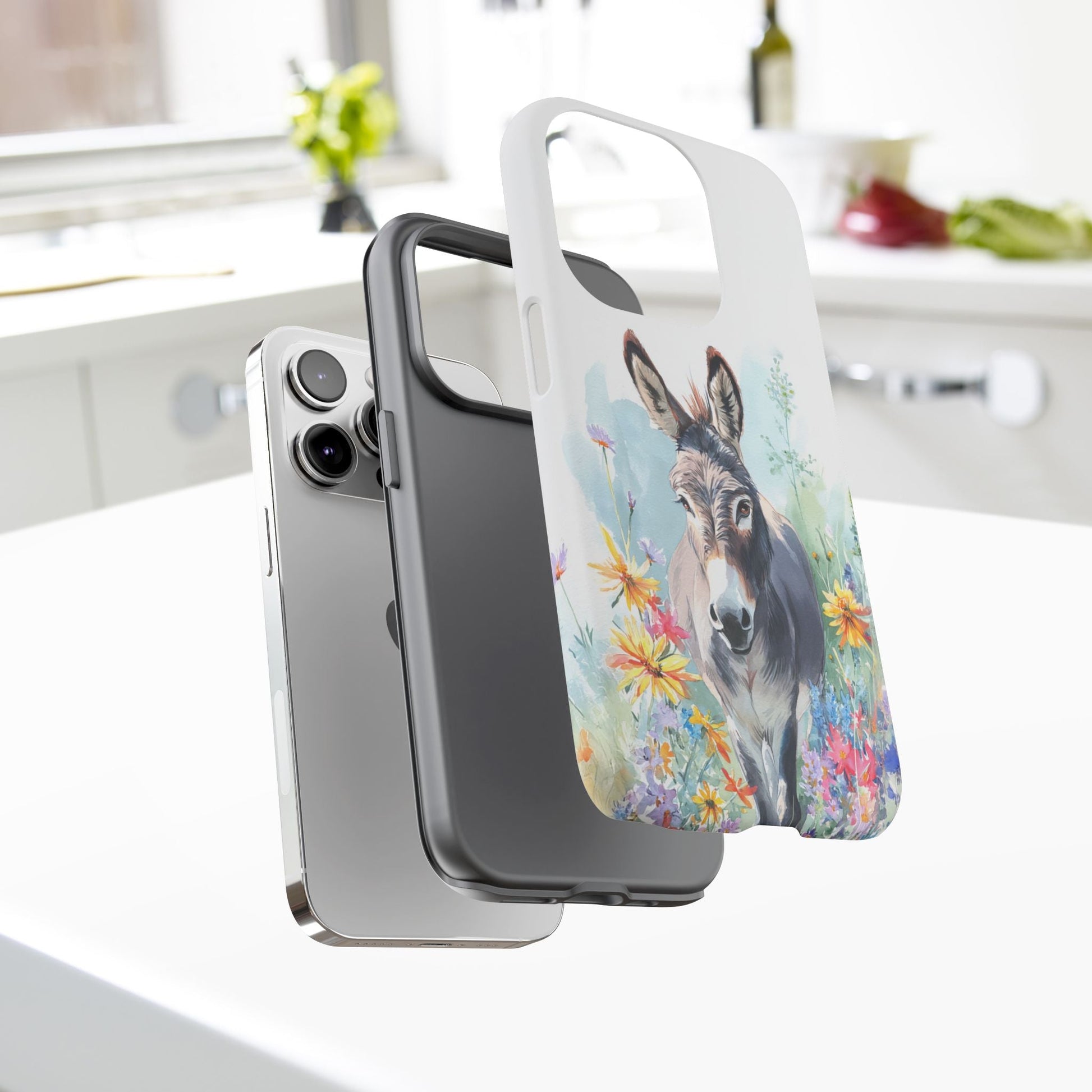Cute Donkey iPhone Case - Summer Fun Floral Phone Cover, Tough Phone Case - FlooredByArt
