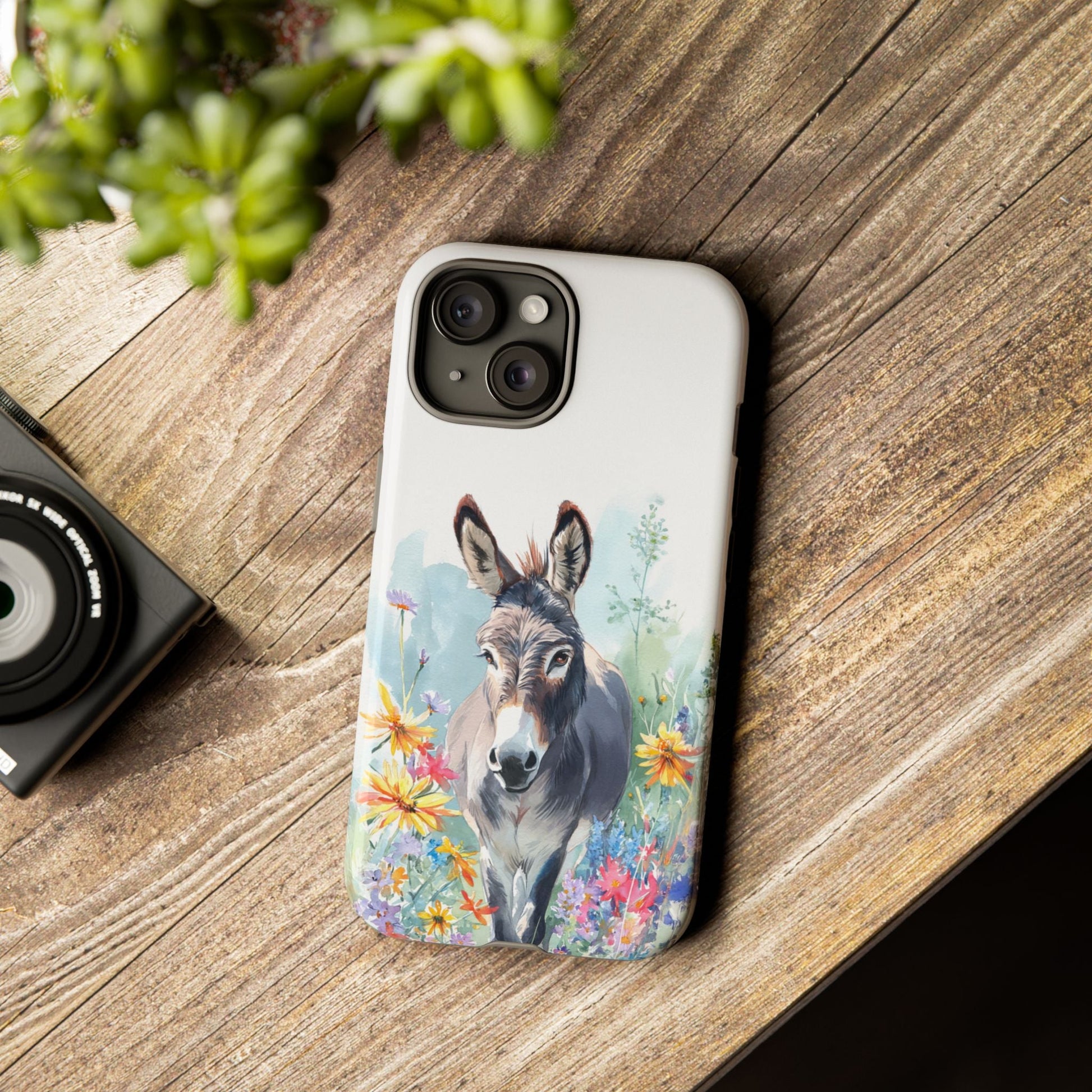 Cute Donkey iPhone Case - Summer Fun Floral Phone Cover, Tough Phone Case - FlooredByArt