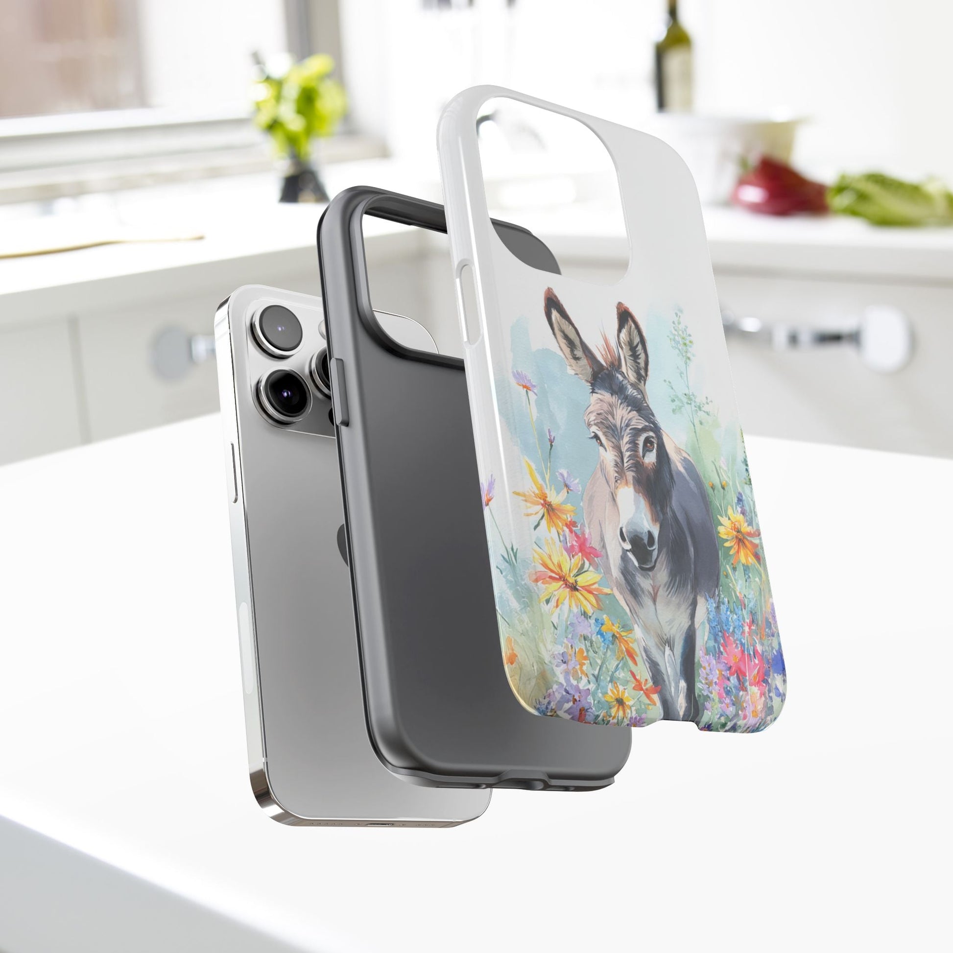 Cute Donkey iPhone Case - Summer Fun Floral Phone Cover, Tough Phone Case - FlooredByArt