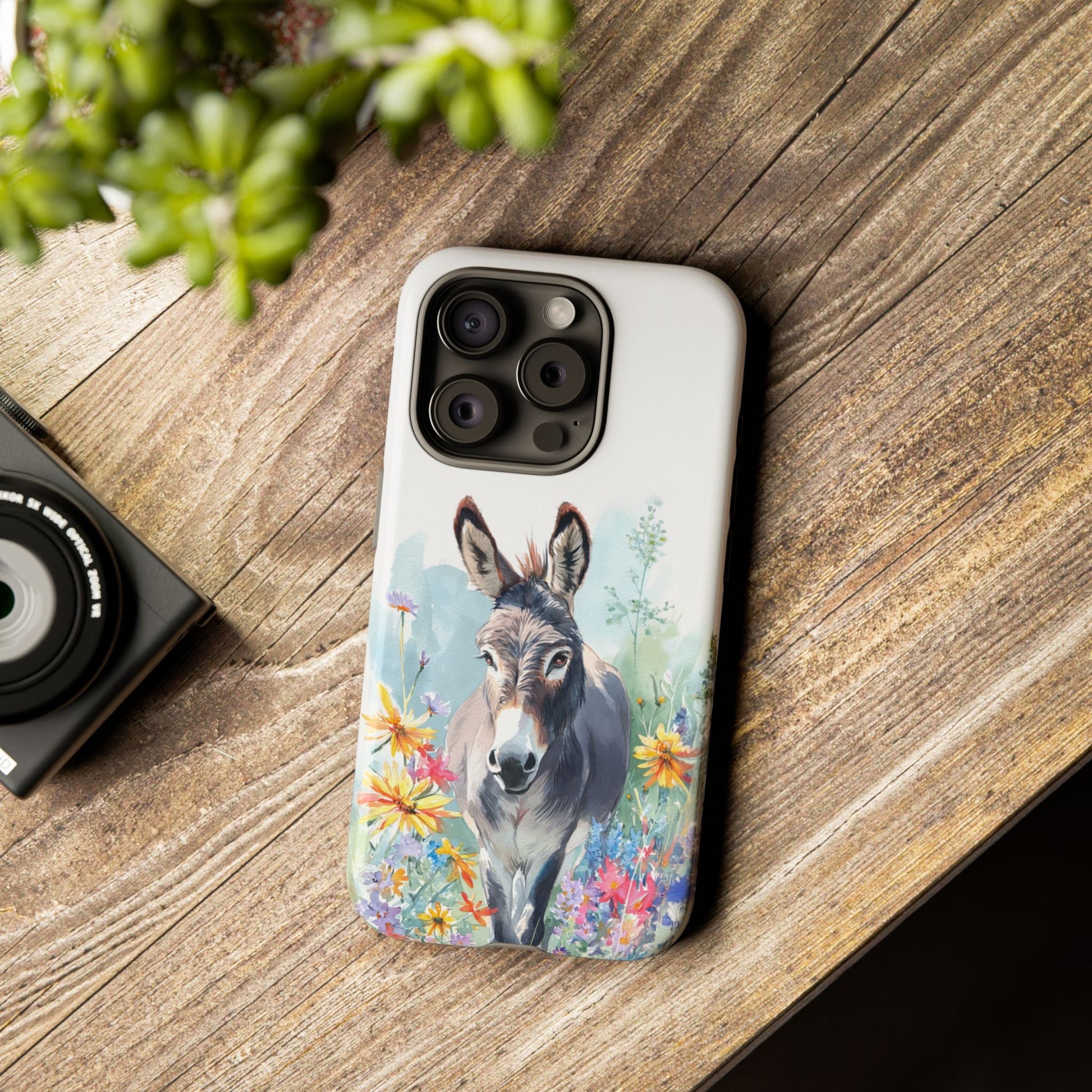 Cute Donkey iPhone Case - Summer Fun Floral Phone Cover, Tough Phone Case - FlooredByArt