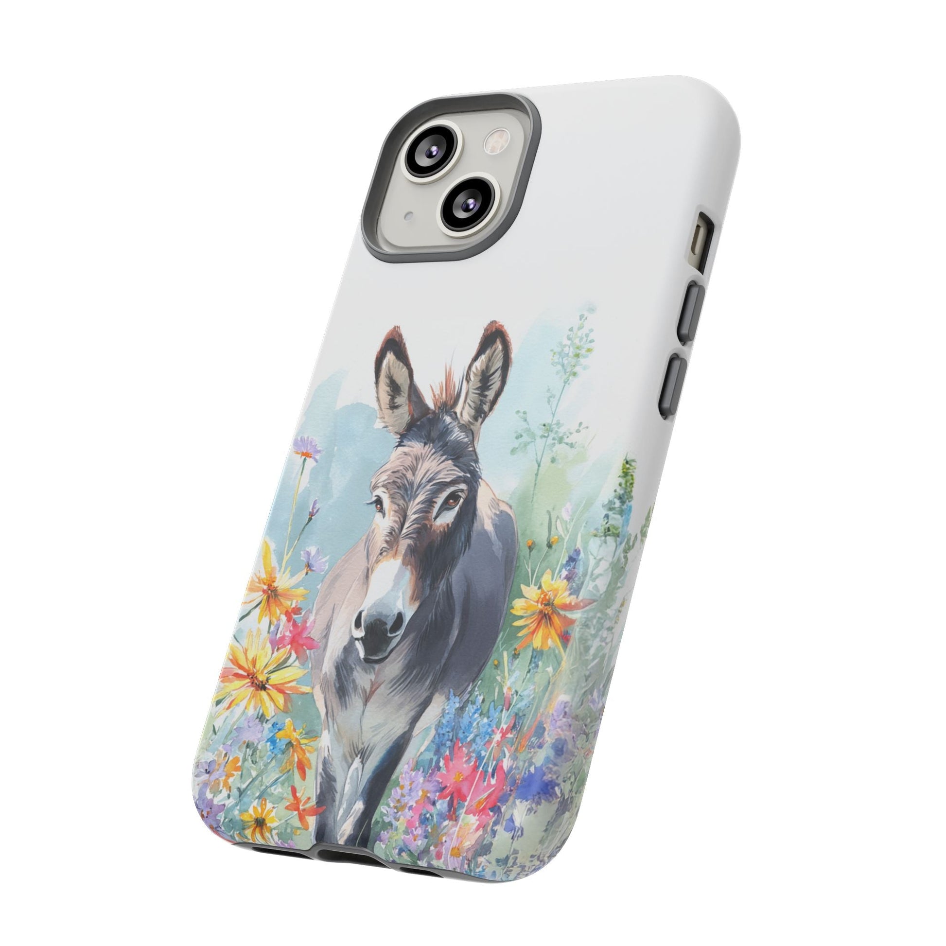 Cute Donkey iPhone Case - Summer Fun Floral Phone Cover, Tough Phone Case - FlooredByArt
