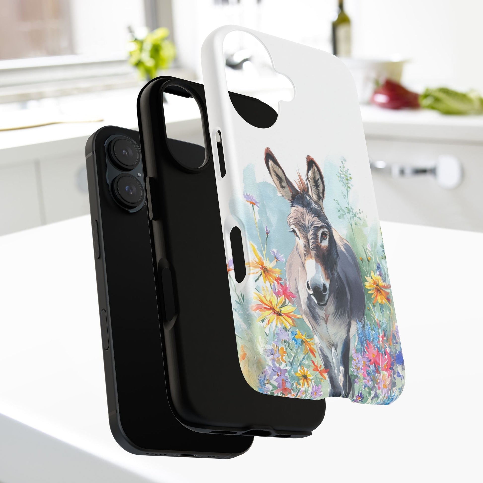 Cute Donkey iPhone Case - Summer Fun Floral Phone Cover, Tough Phone Case - FlooredByArt