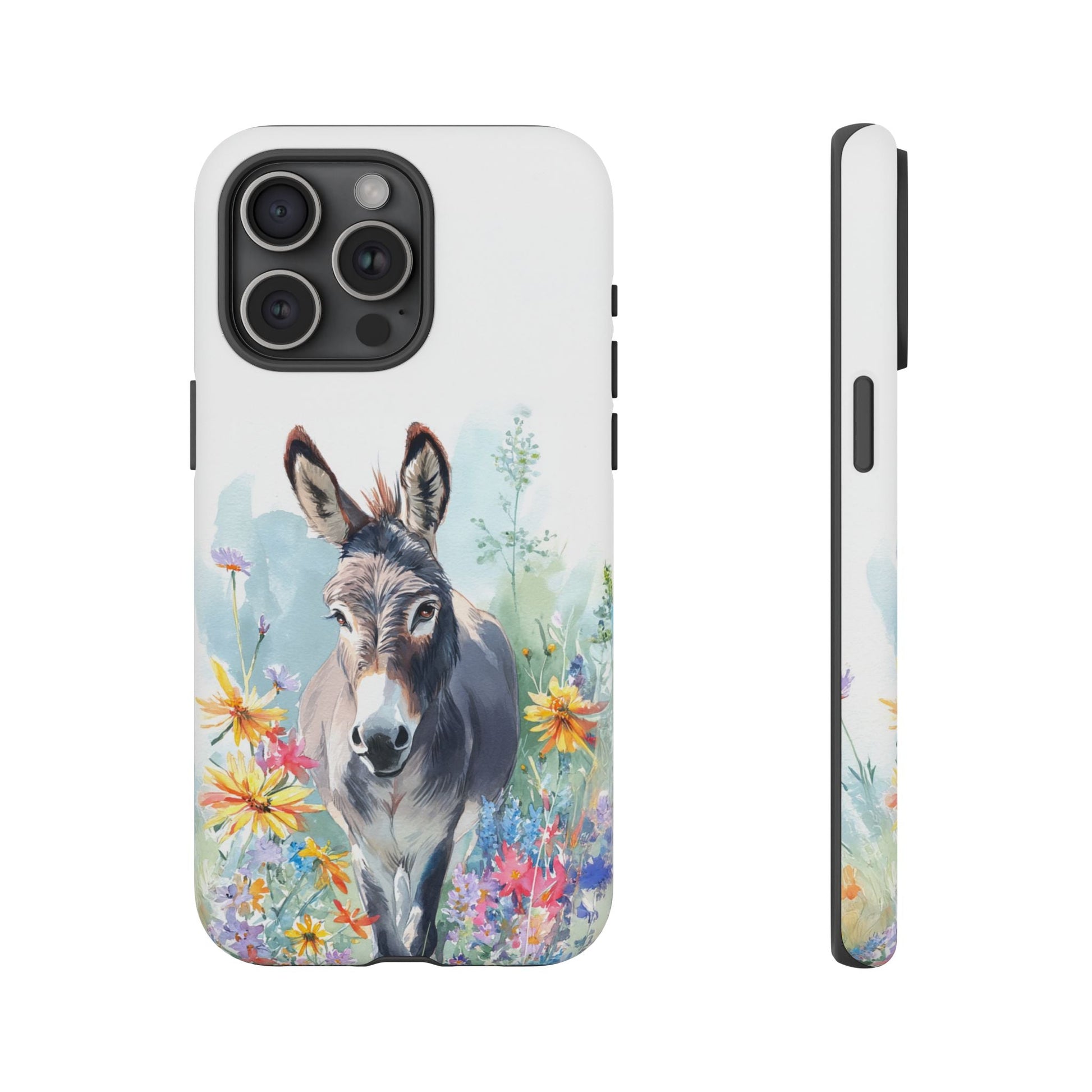 Cute Donkey iPhone Case - Summer Fun Floral Phone Cover, Tough Phone Case - FlooredByArt