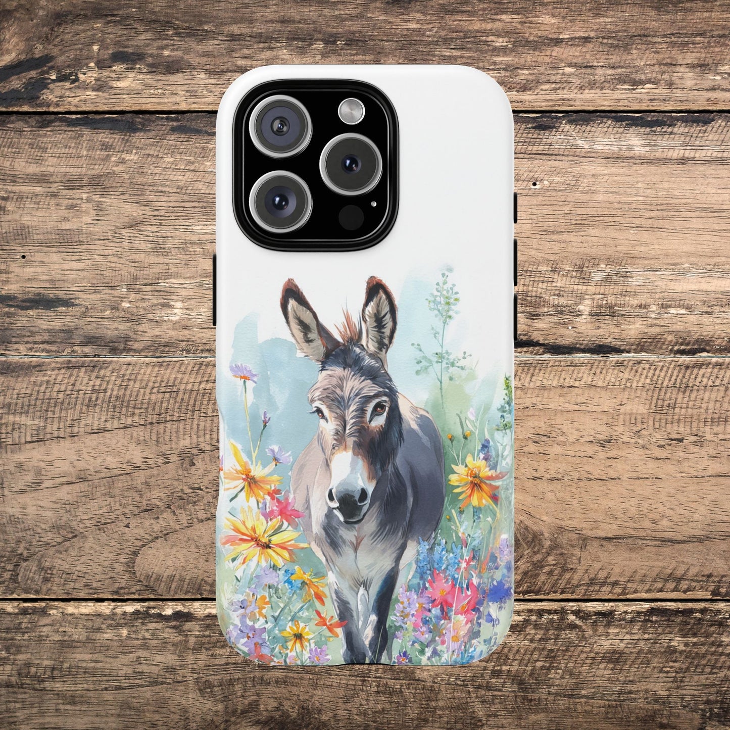 Cute Donkey iPhone Case - Summer Fun Floral Phone Cover, Tough Phone Case - FlooredByArt