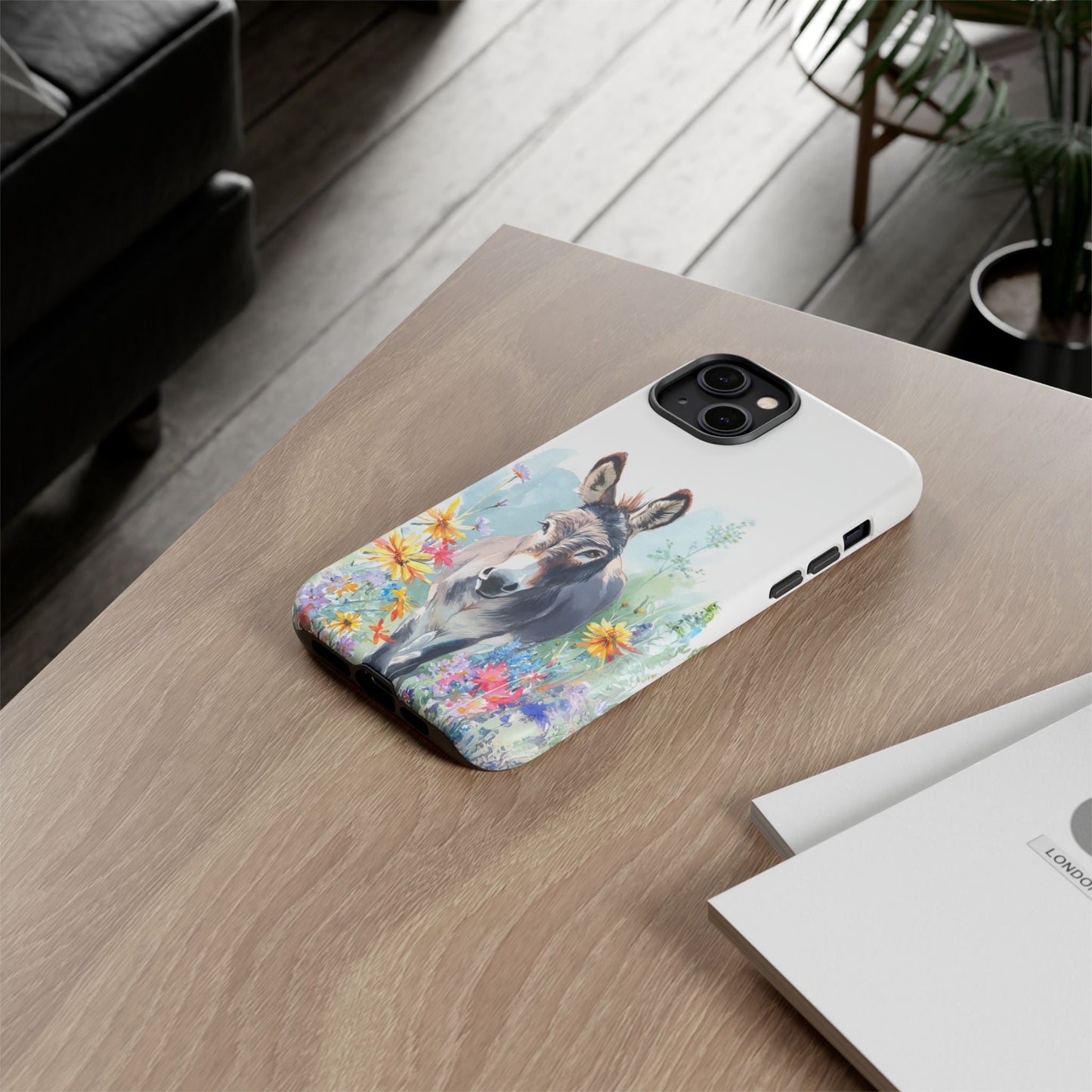 Cute Donkey iPhone Case - Summer Fun Floral Phone Cover, Tough Phone Case - FlooredByArt