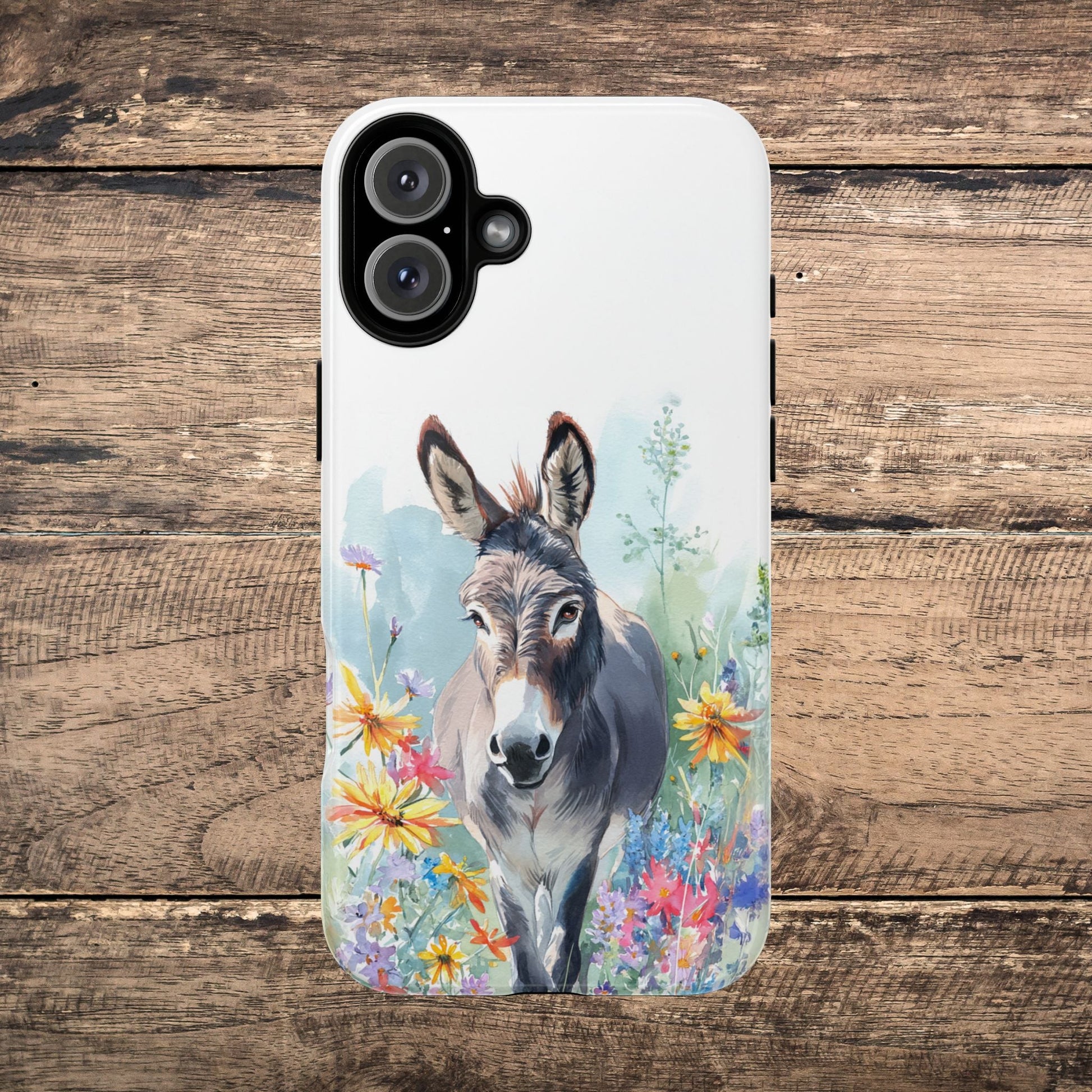 Cute Donkey iPhone Case - Summer Fun Floral Phone Cover, Tough Phone Case - FlooredByArt