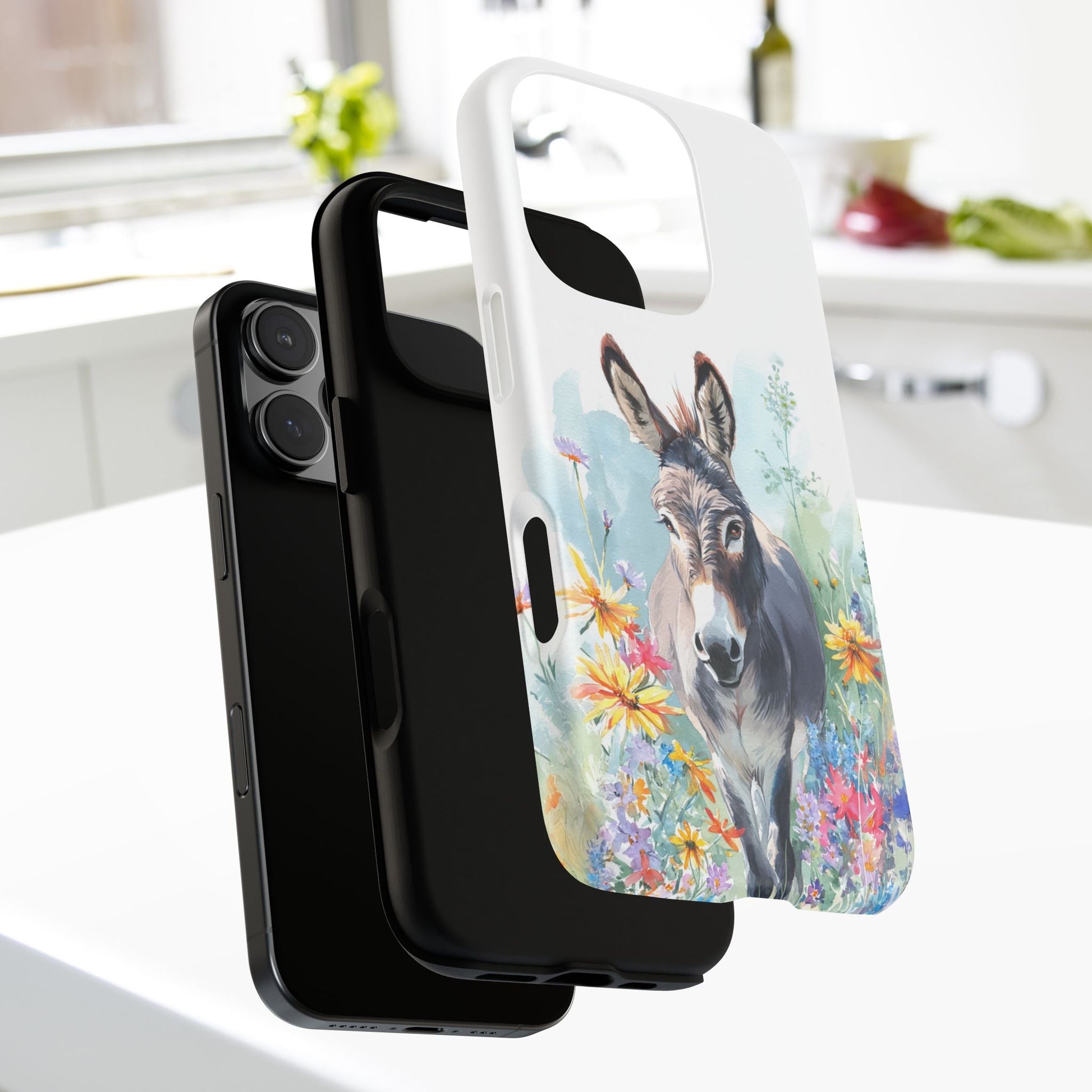 Cute Donkey iPhone Case - Summer Fun Floral Phone Cover, Tough Phone Case - FlooredByArt
