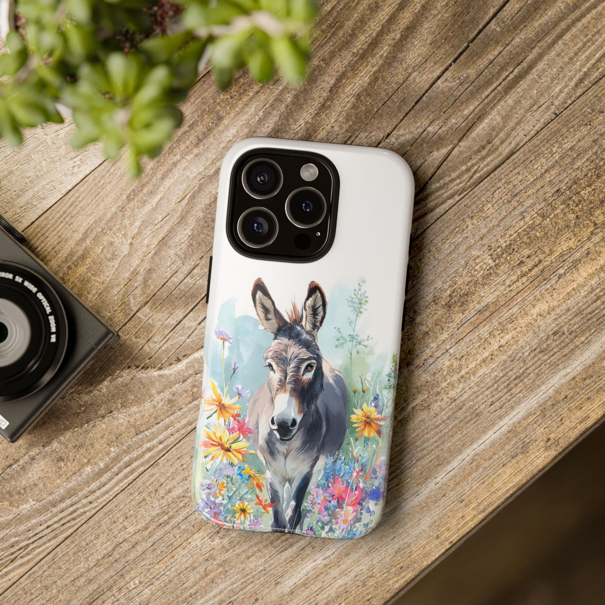 Cute Donkey iPhone Case - Summer Fun Floral Phone Cover, Tough Phone Case - FlooredByArt