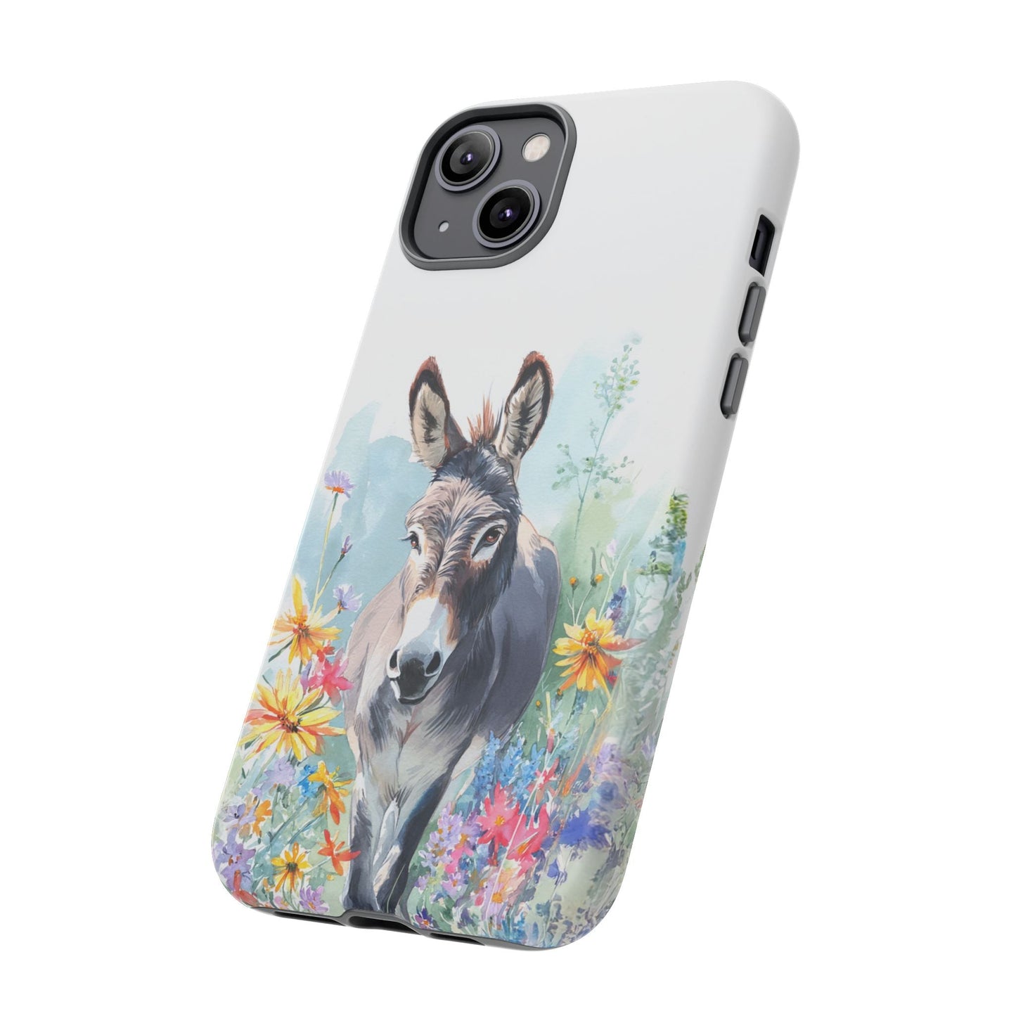 Cute Donkey iPhone Case - Summer Fun Floral Phone Cover, Tough Phone Case - FlooredByArt
