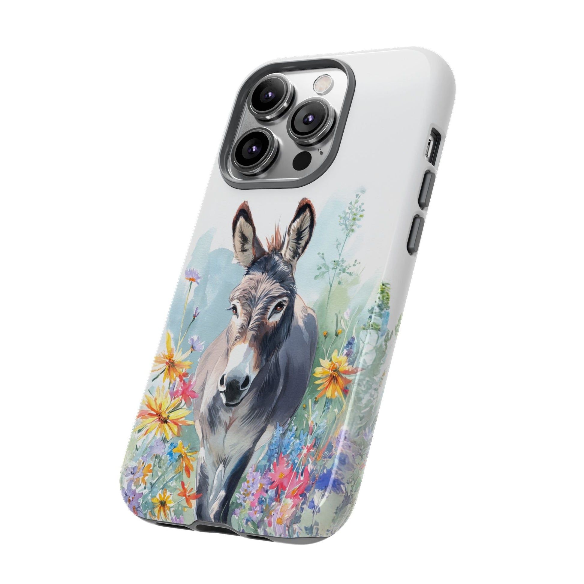 Cute Donkey iPhone Case - Summer Fun Floral Phone Cover, Tough Phone Case - FlooredByArt