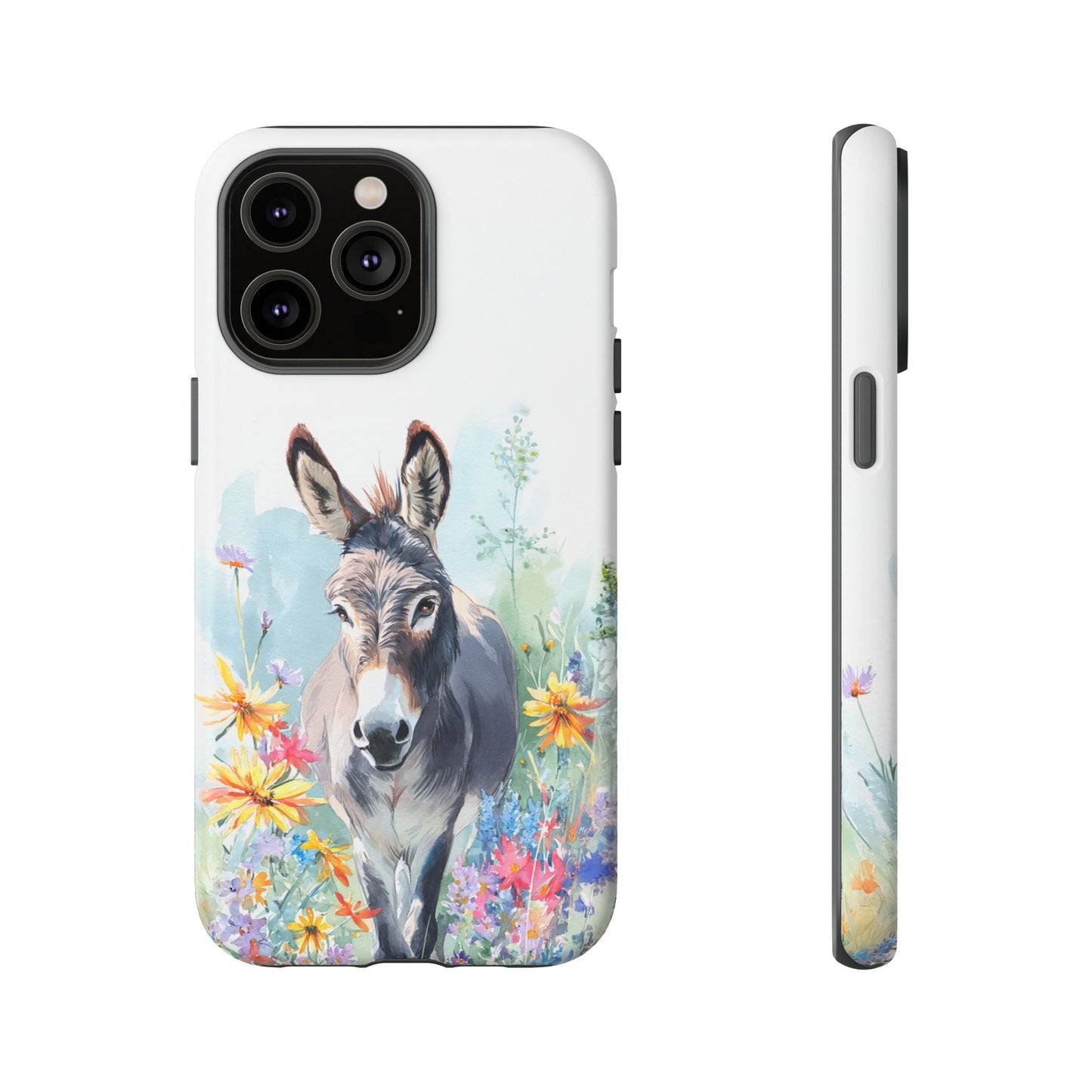 Cute Donkey iPhone Case - Summer Fun Floral Phone Cover, Tough Phone Case - FlooredByArt