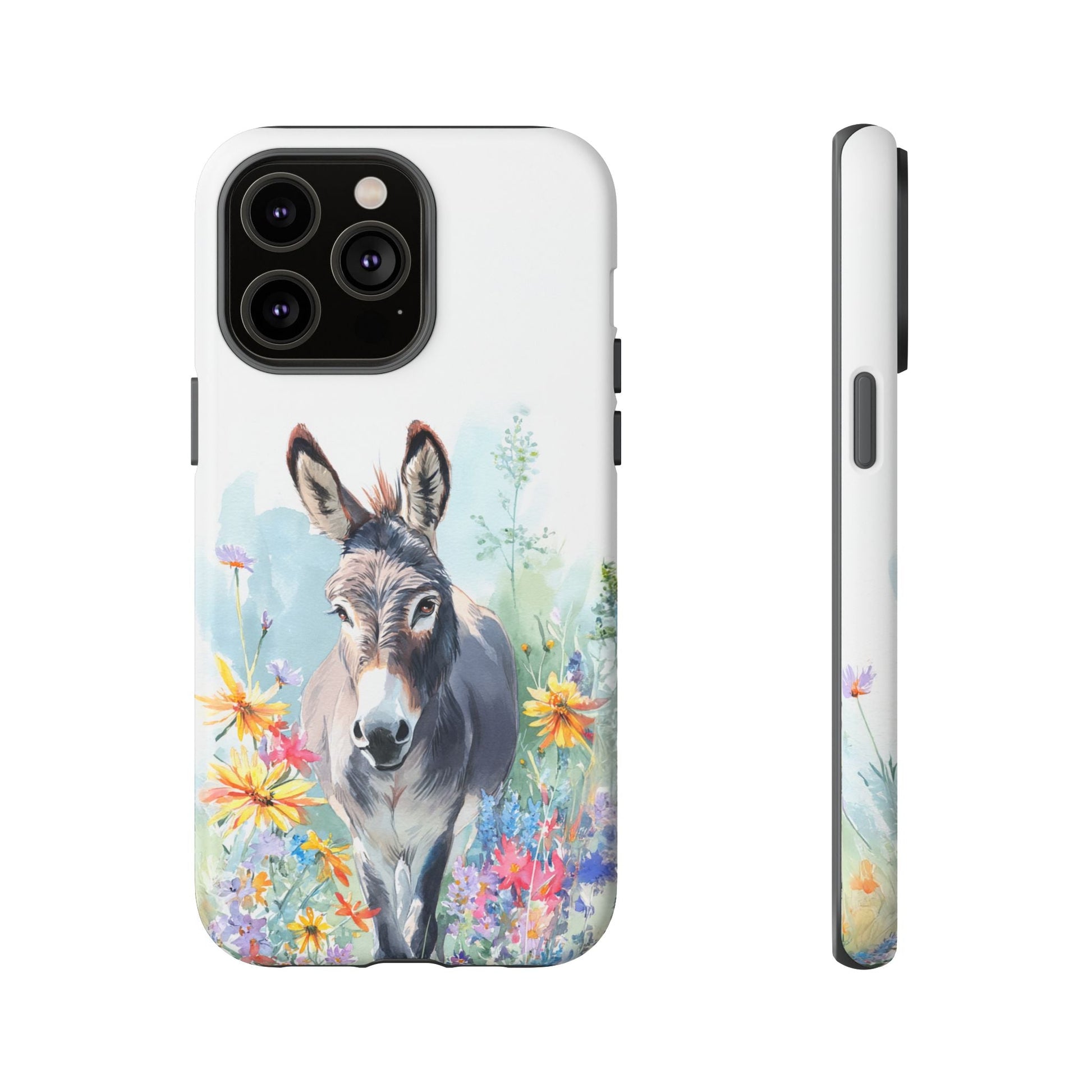Cute Donkey iPhone Case - Summer Fun Floral Phone Cover, Tough Phone Case - FlooredByArt