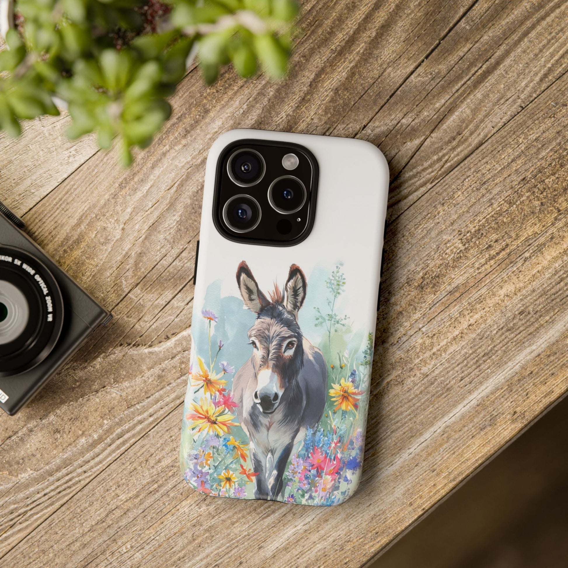 Cute Donkey iPhone Case - Summer Fun Floral Phone Cover, Tough Phone Case - FlooredByArt