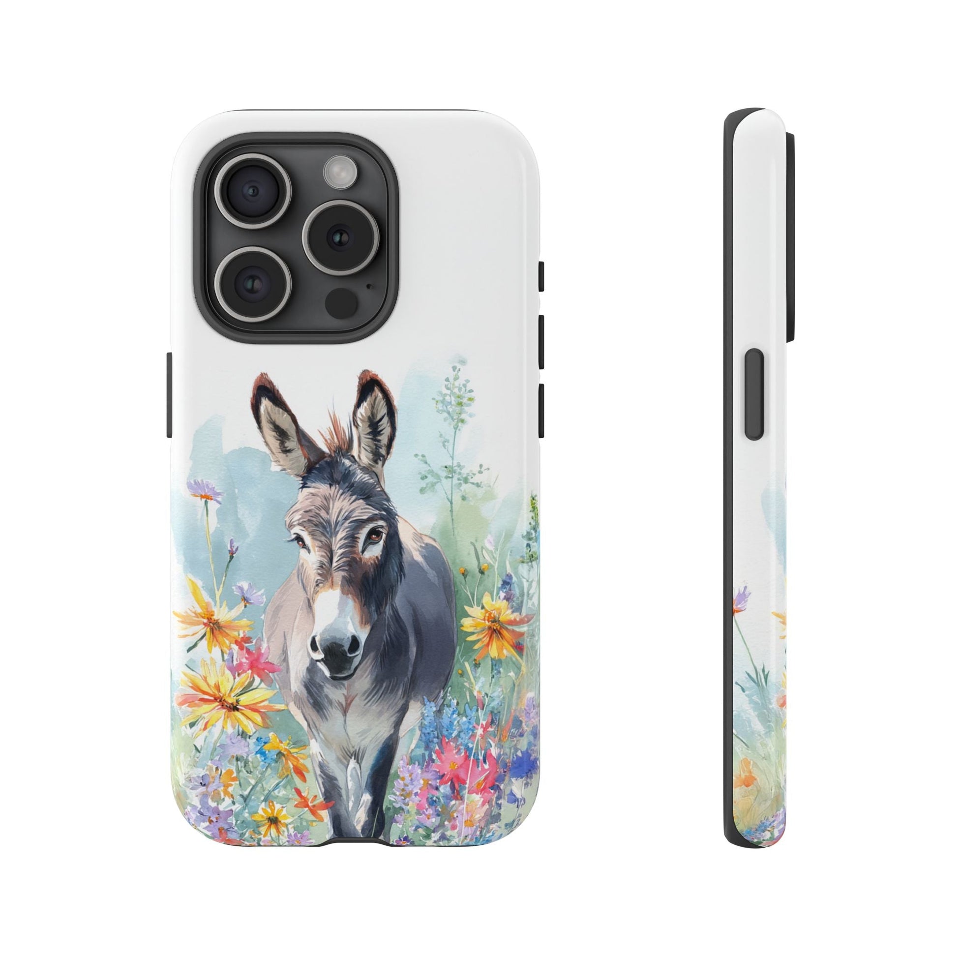 Cute Donkey iPhone Case - Summer Fun Floral Phone Cover, Tough Phone Case - FlooredByArt