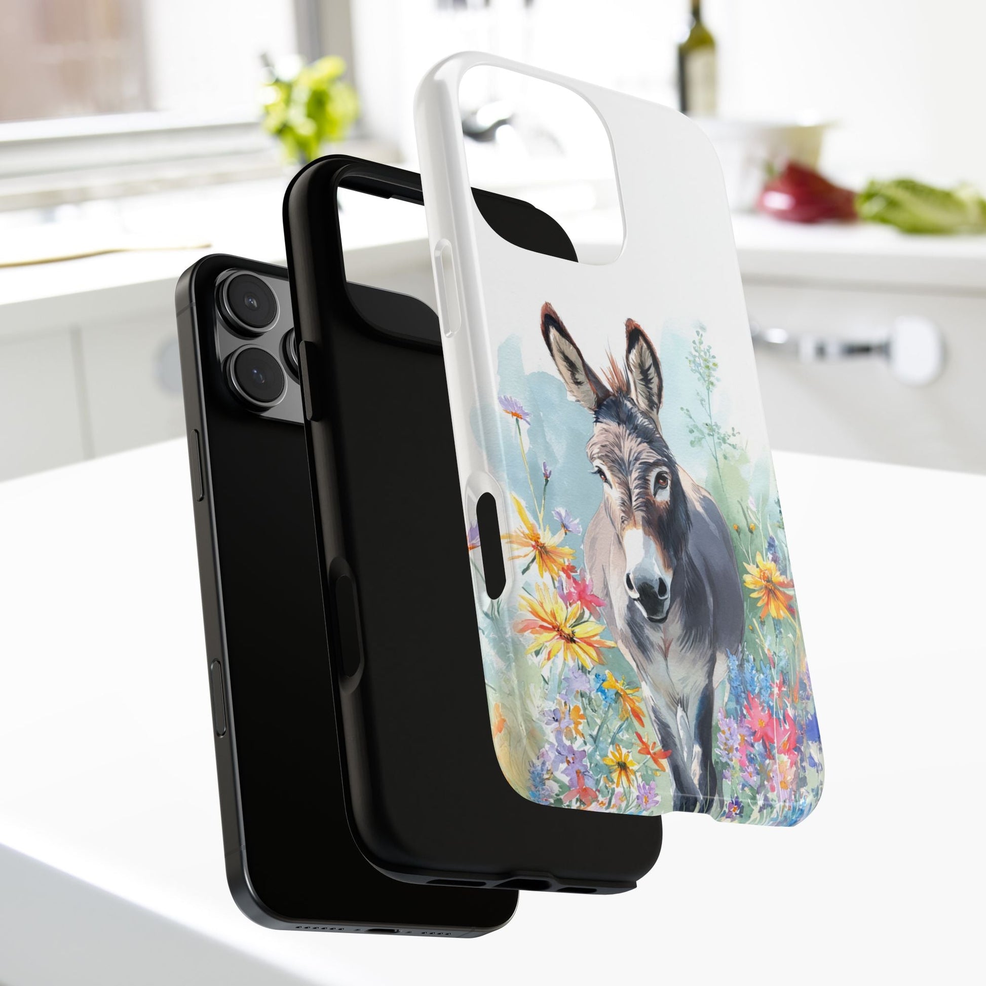Cute Donkey iPhone Case - Summer Fun Floral Phone Cover, Tough Phone Case - FlooredByArt