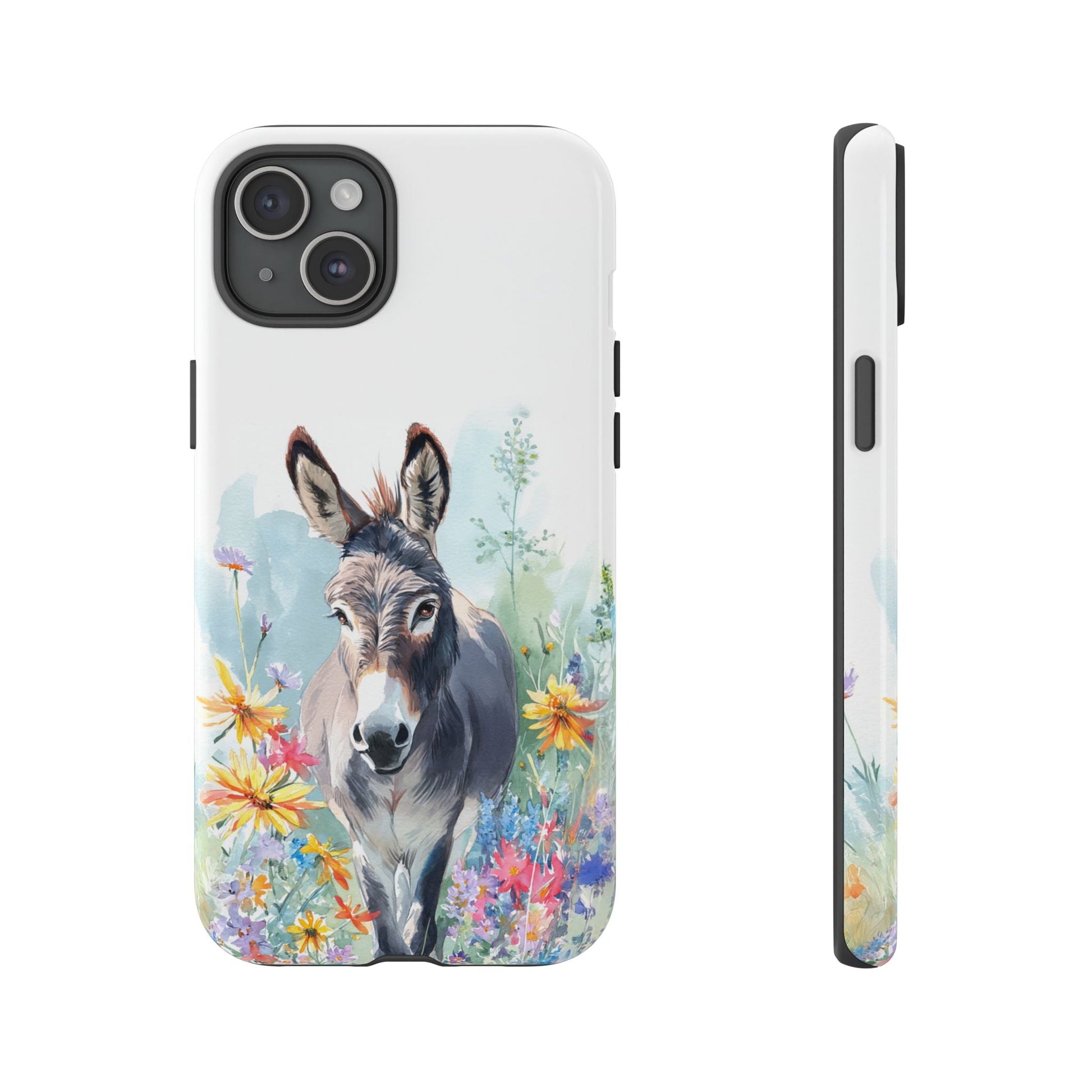 Cute Donkey iPhone Case - Summer Fun Floral Phone Cover, Tough Phone Case - FlooredByArt