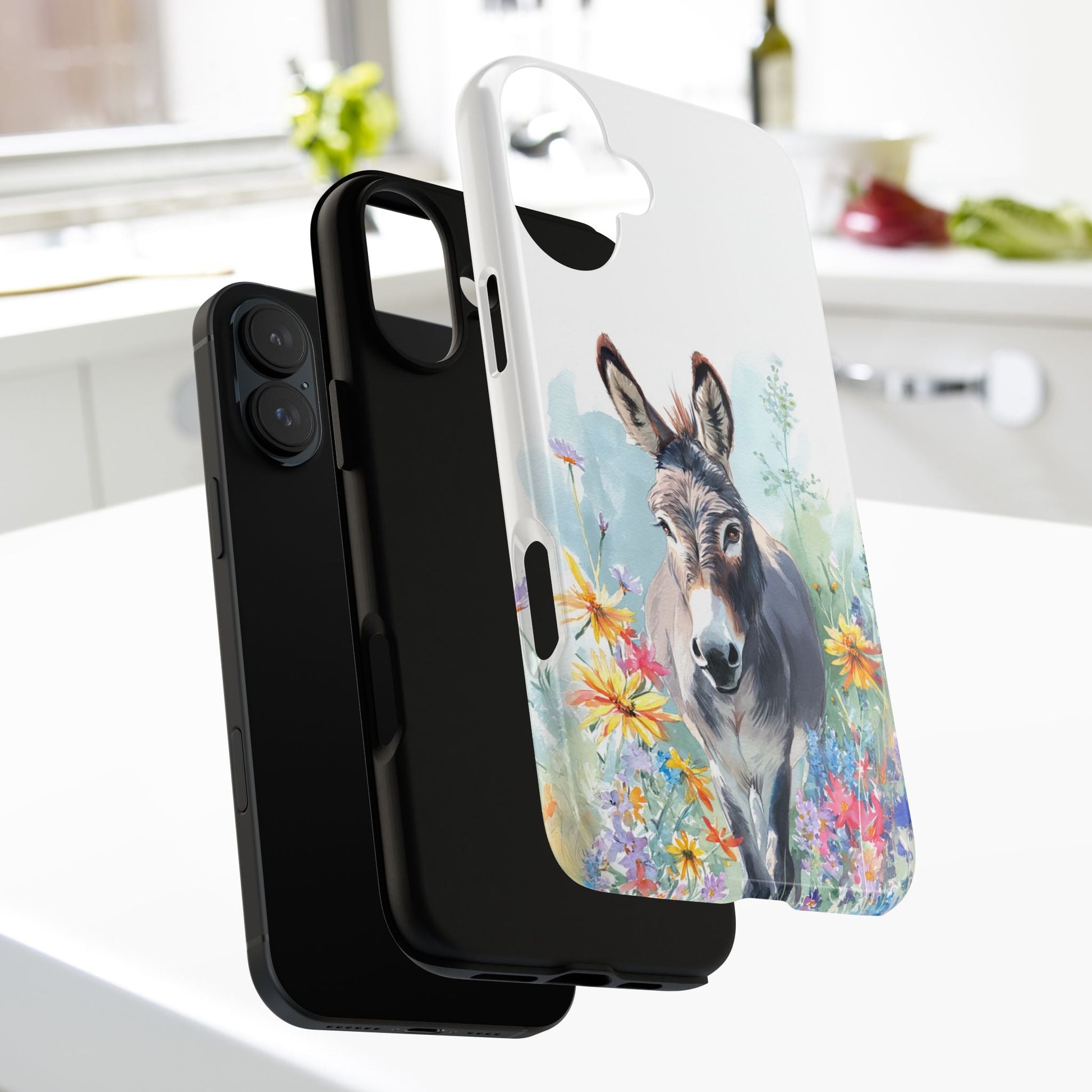 Cute Donkey iPhone Case - Summer Fun Floral Phone Cover, Tough Phone Case - FlooredByArt