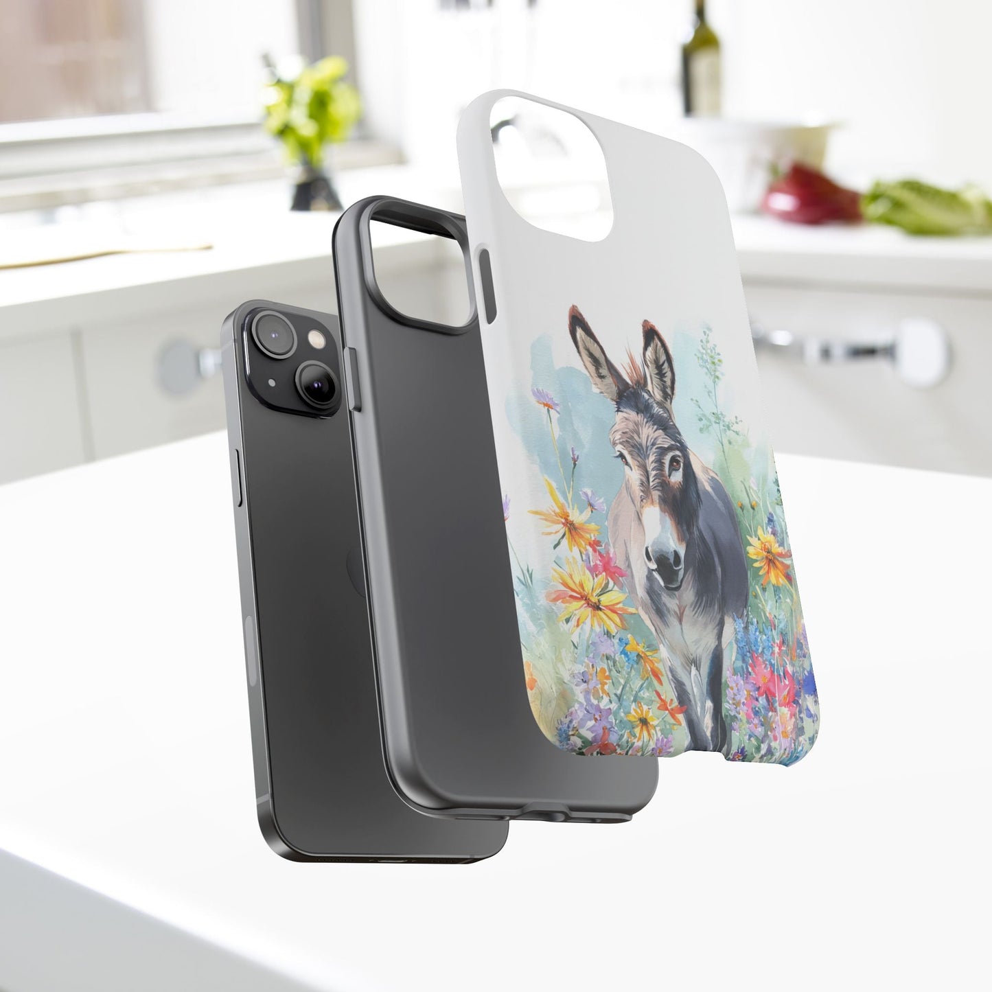 Cute Donkey iPhone Case - Summer Fun Floral Phone Cover, Tough Phone Case - FlooredByArt