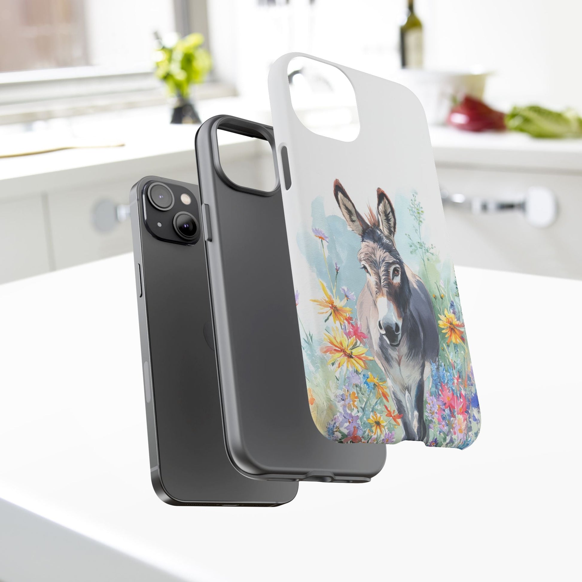 Cute Donkey iPhone Case - Summer Fun Floral Phone Cover, Tough Phone Case - FlooredByArt