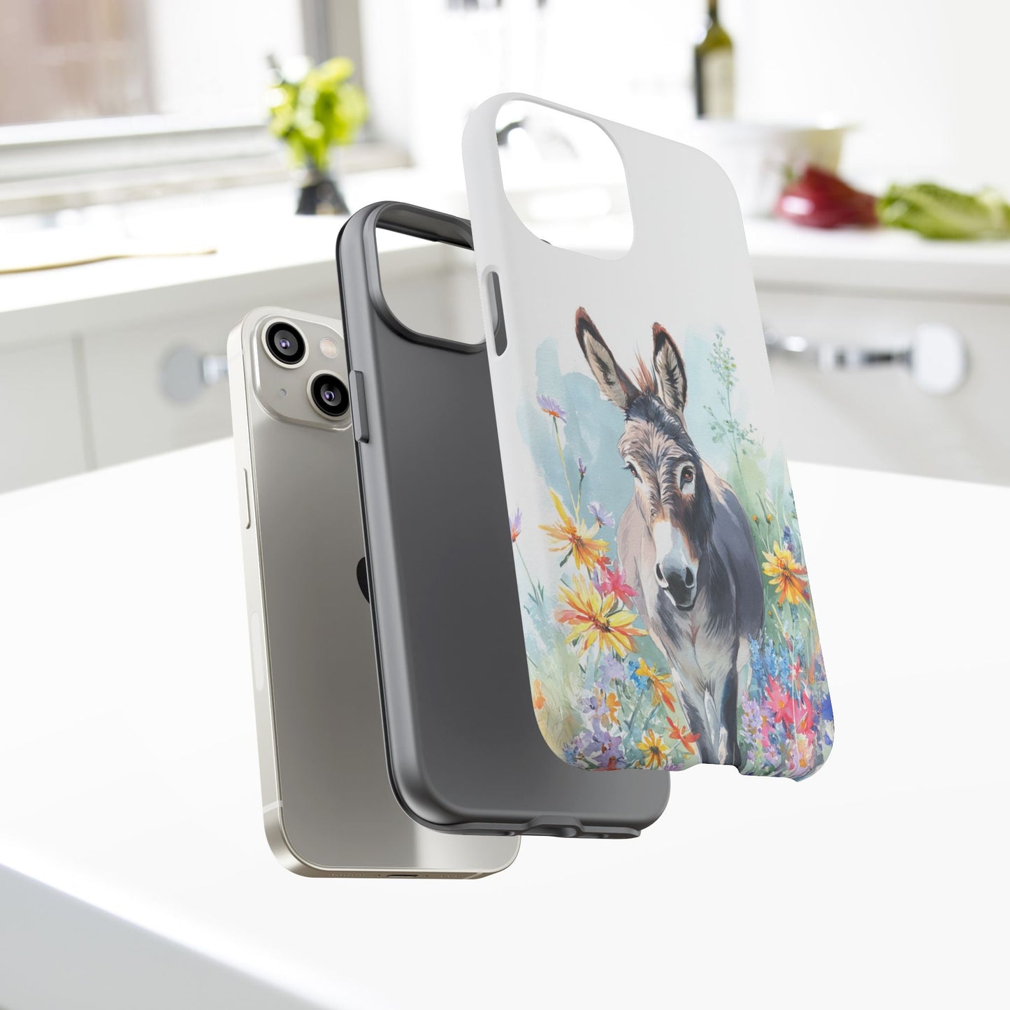 Cute Donkey iPhone Case - Summer Fun Floral Phone Cover, Tough Phone Case - FlooredByArt