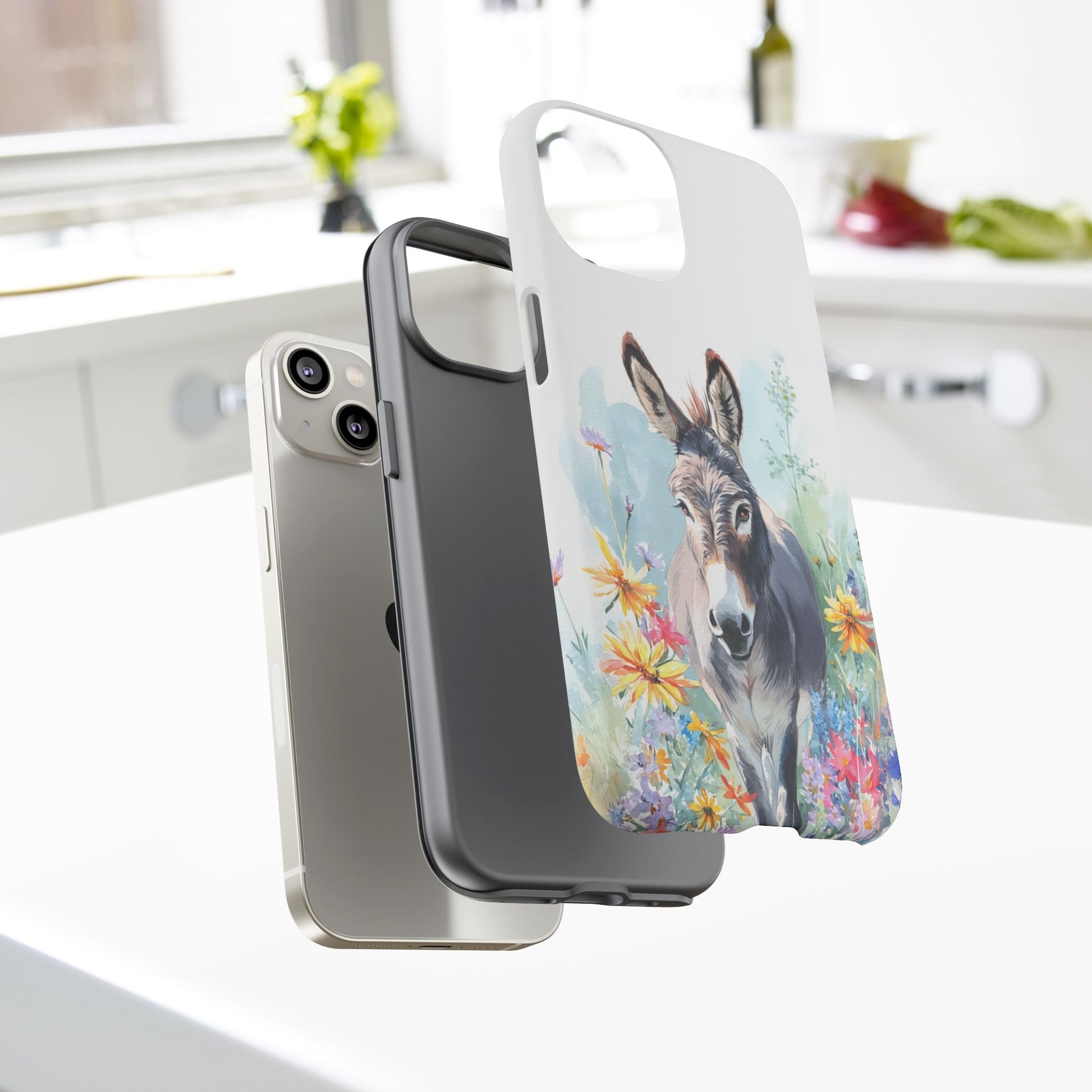 Cute Donkey iPhone Case - Summer Fun Floral Phone Cover, Tough Phone Case - FlooredByArt