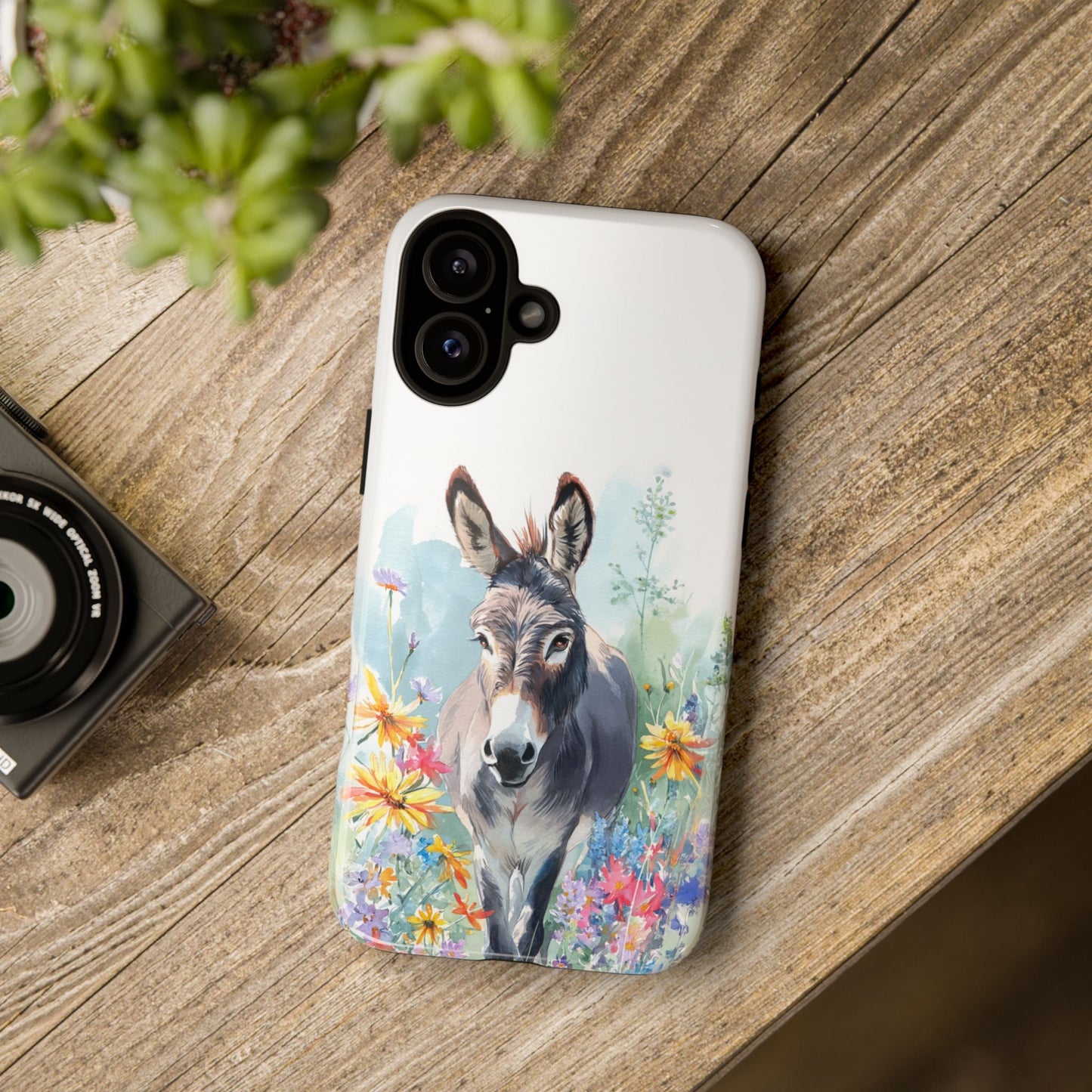 Cute Donkey iPhone Case - Summer Fun Floral Phone Cover, Tough Phone Case - FlooredByArt