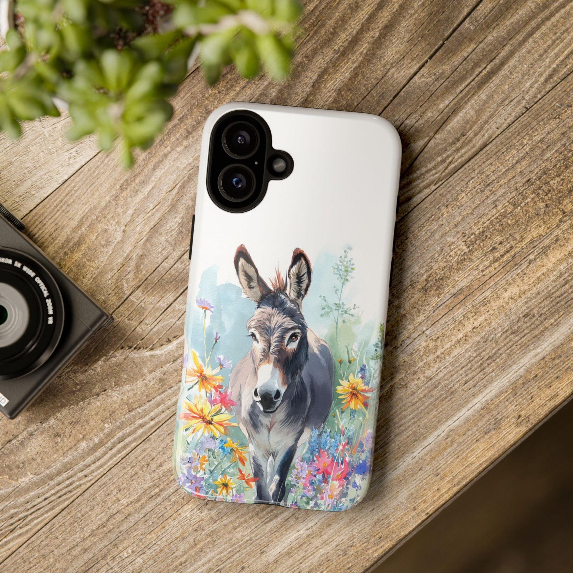 Cute Donkey iPhone Case - Summer Fun Floral Phone Cover, Tough Phone Case - FlooredByArt