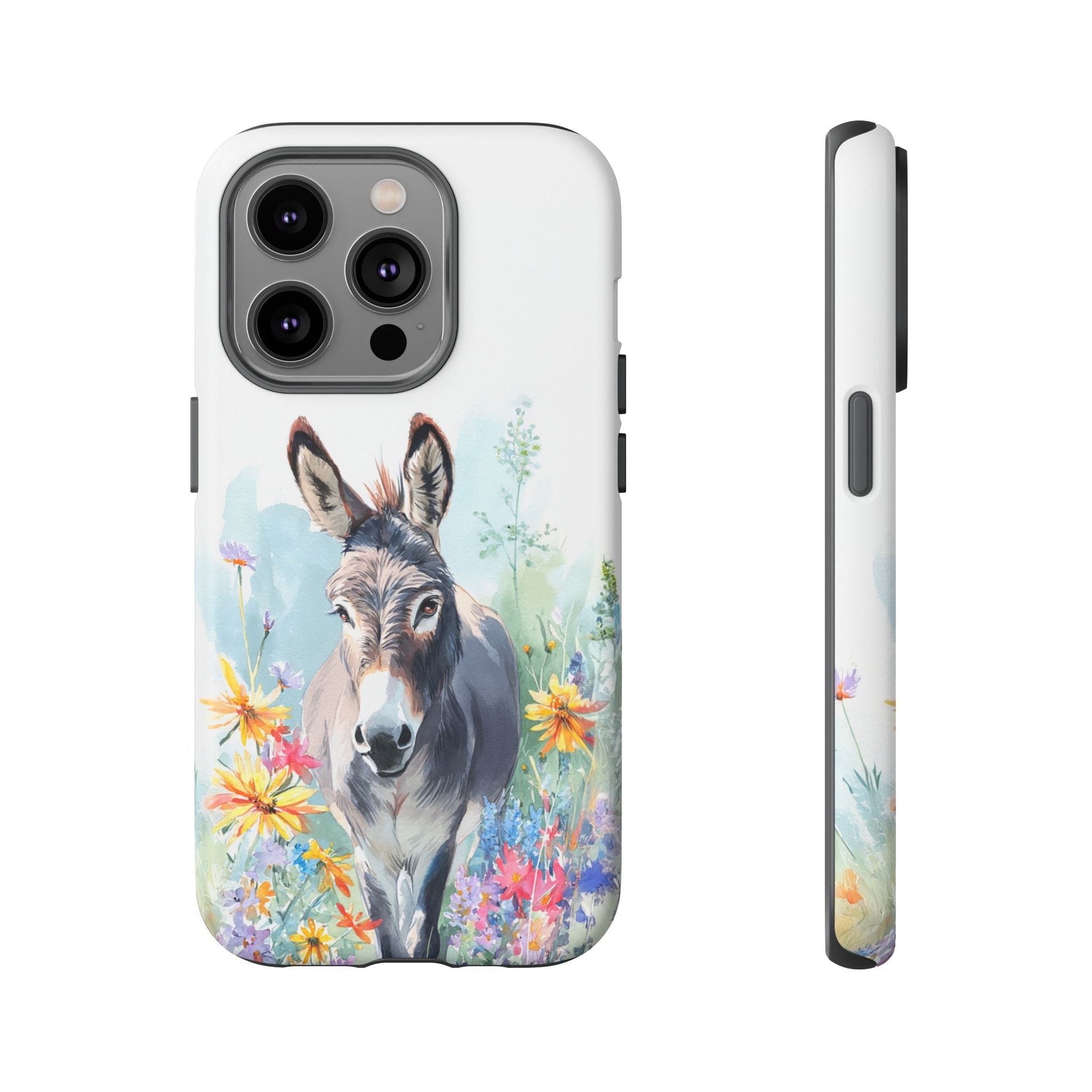 Cute Donkey iPhone Case - Summer Fun Floral Phone Cover, Tough Phone Case - FlooredByArt