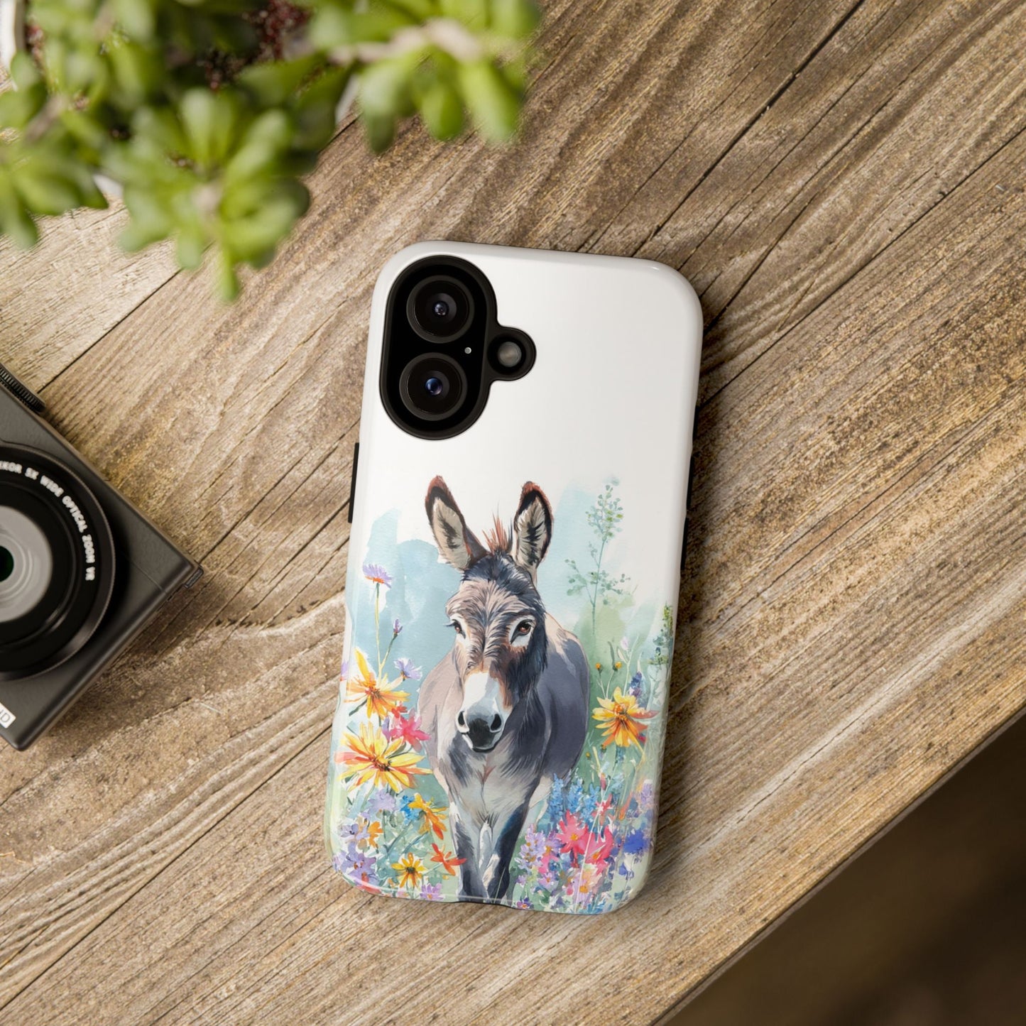 Cute Donkey iPhone Case - Summer Fun Floral Phone Cover, Tough Phone Case - FlooredByArt