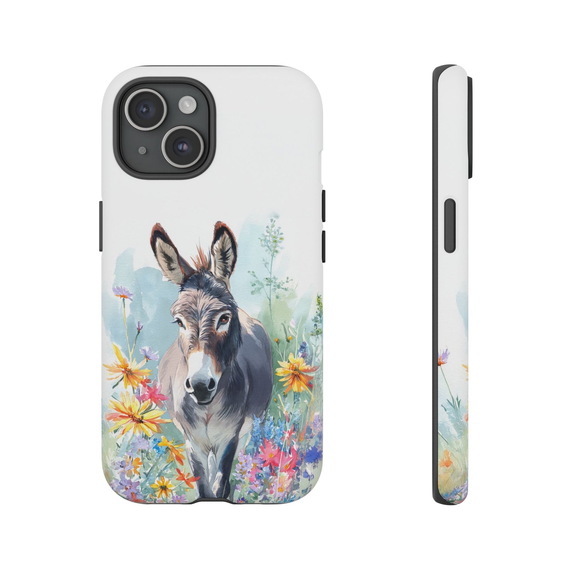 Cute Donkey iPhone Case - Summer Fun Floral Phone Cover, Tough Phone Case - FlooredByArt