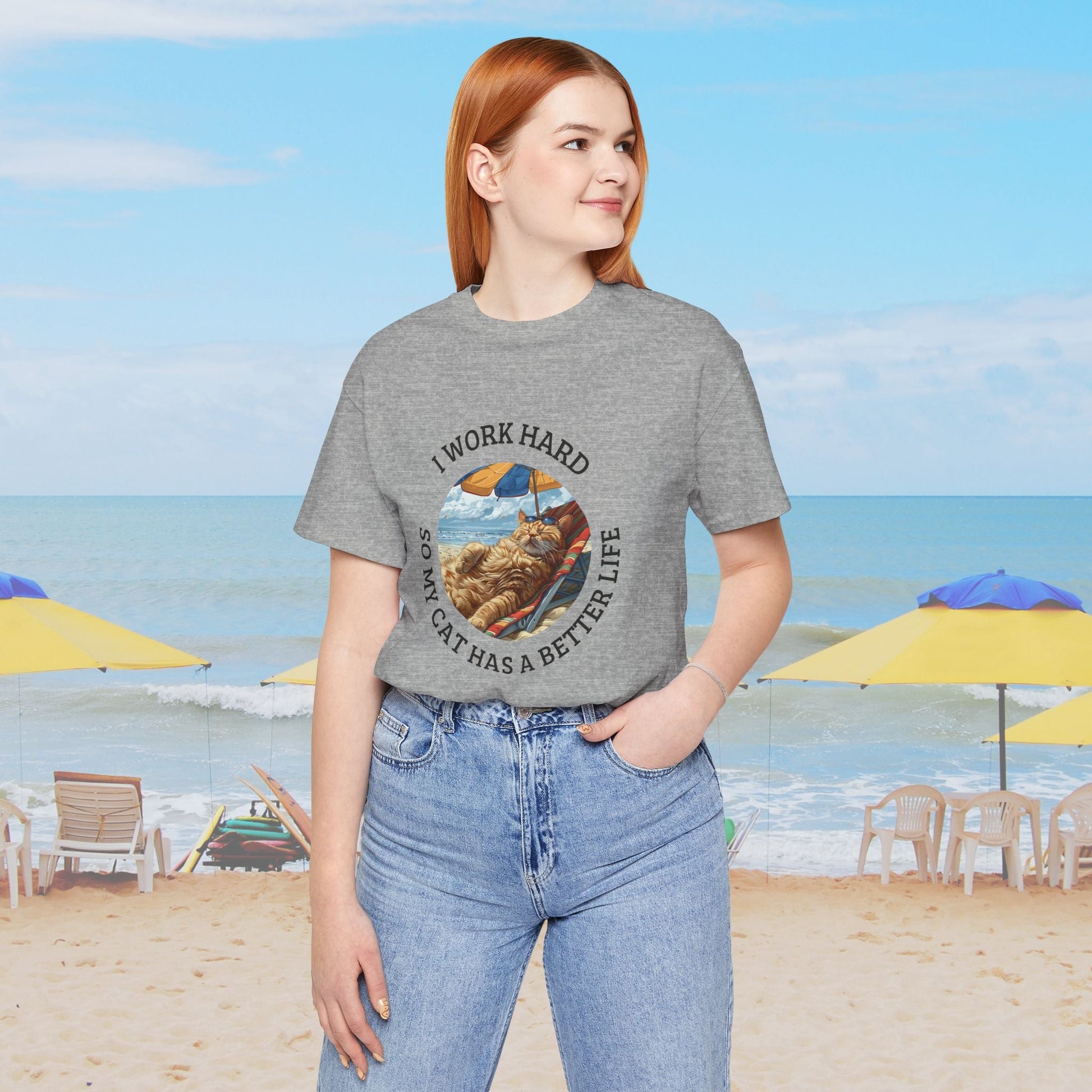 Cute Funny Cat Lover Shirt, I Work Hard So My Cat Has a Better Life - FlooredByArt