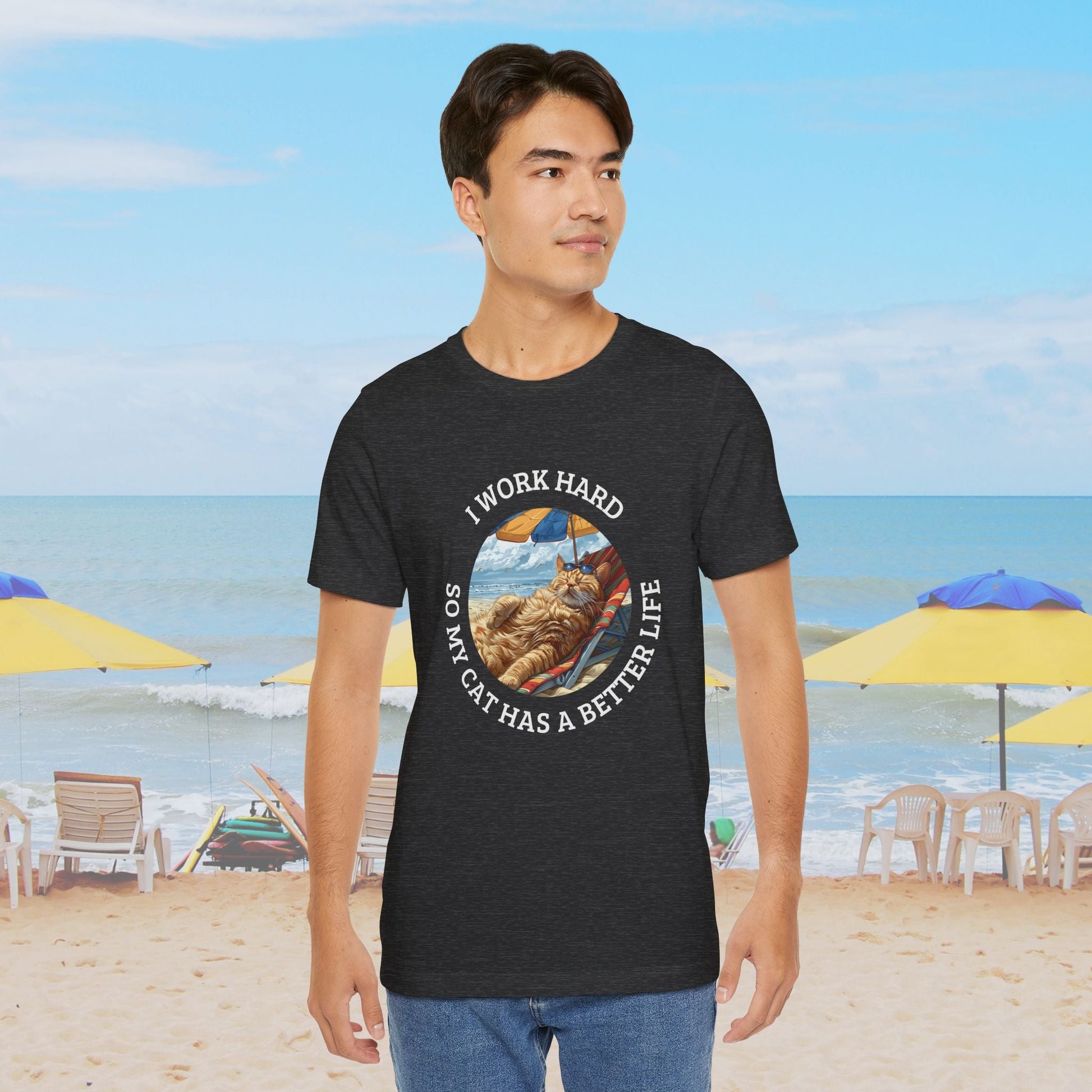 Cute Funny Cat Lover Shirt, I Work Hard So My Cat Has a Better Life - FlooredByArt