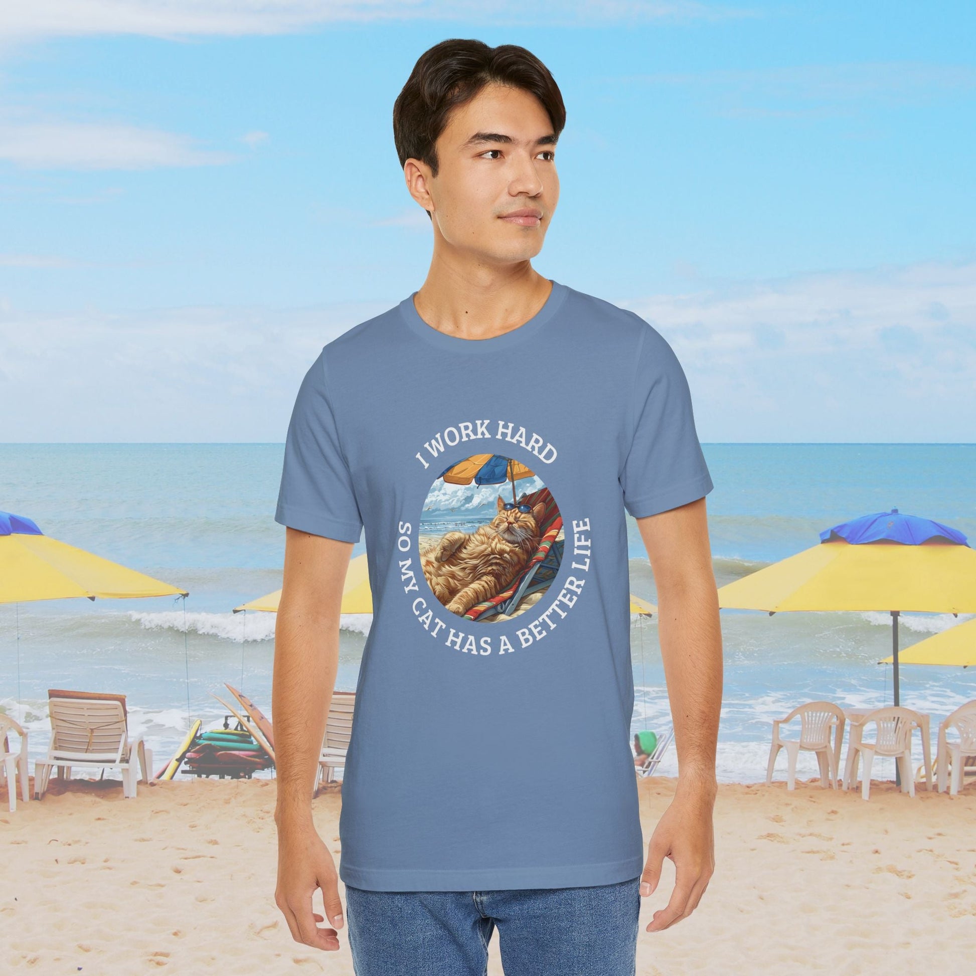Cute Funny Cat Lover Shirt, I Work Hard So My Cat Has a Better Life - FlooredByArt