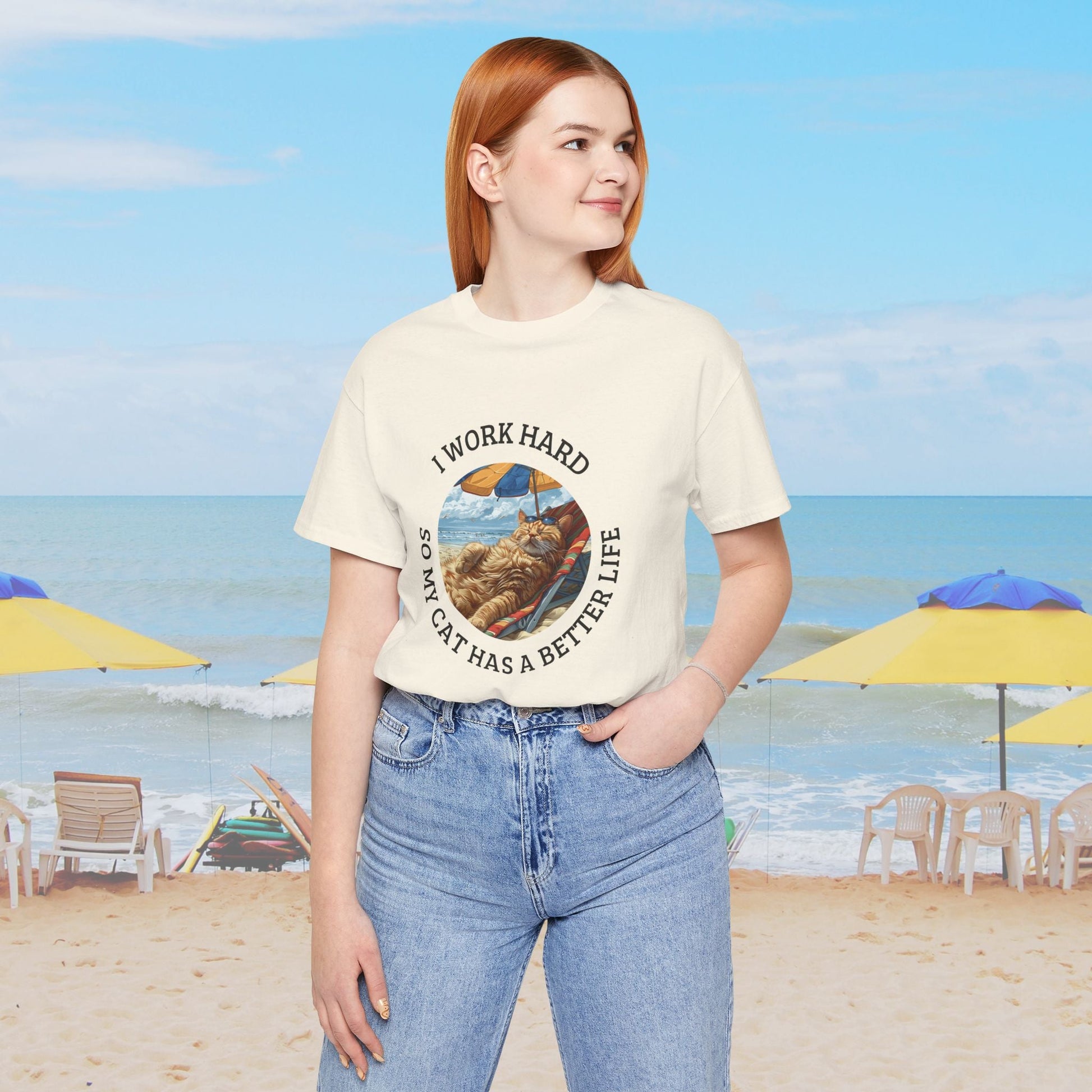 Cute Funny Cat Lover Shirt, I Work Hard So My Cat Has a Better Life - FlooredByArt